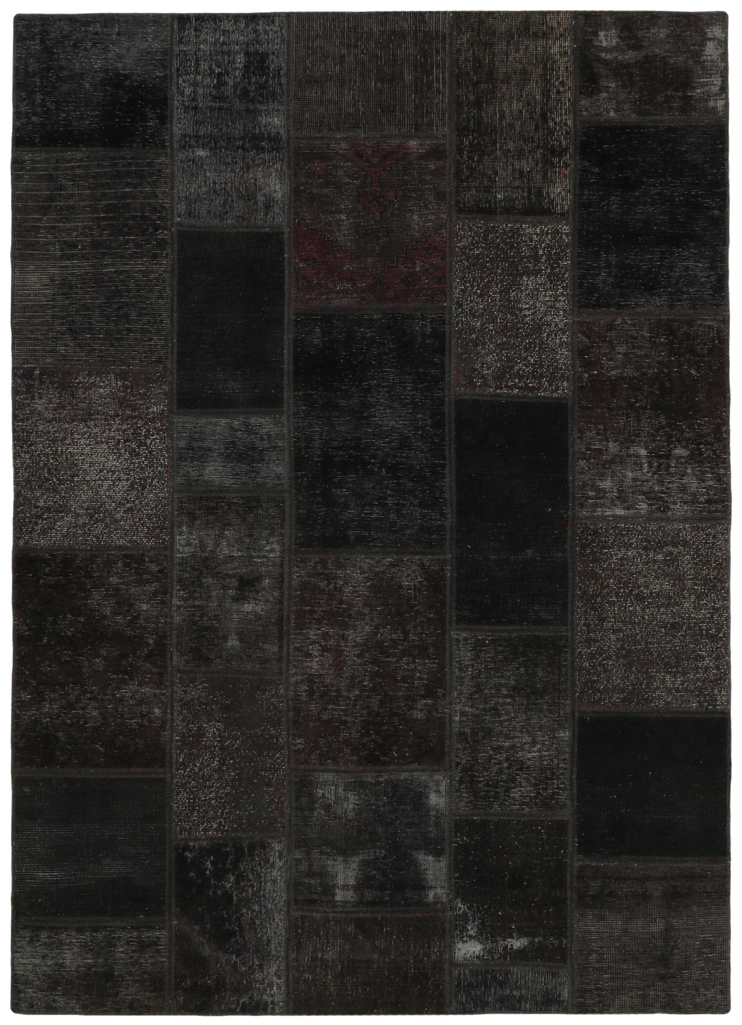 Authentic black patchwork persian rug