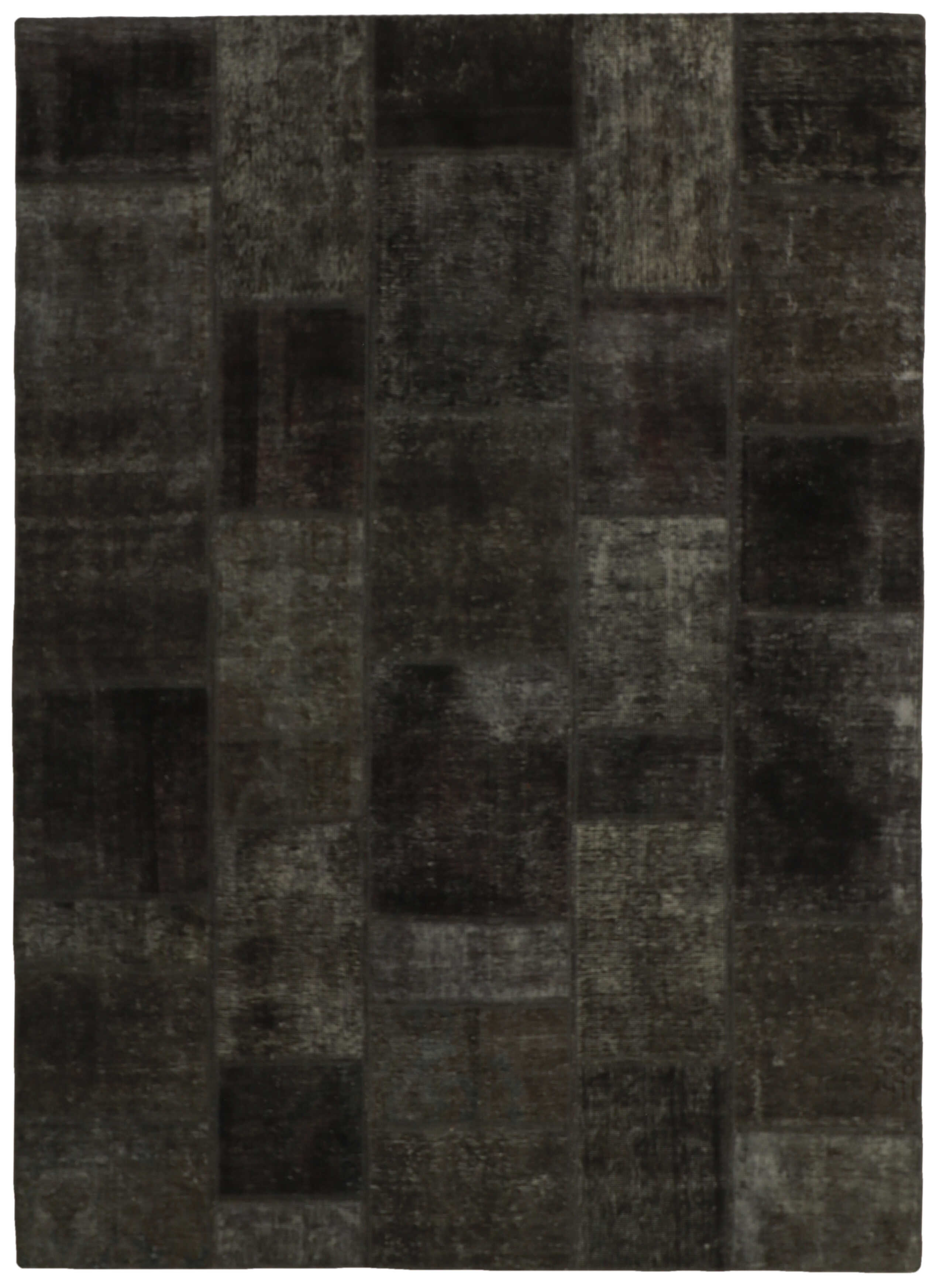 Authentic black patchwork persian rug