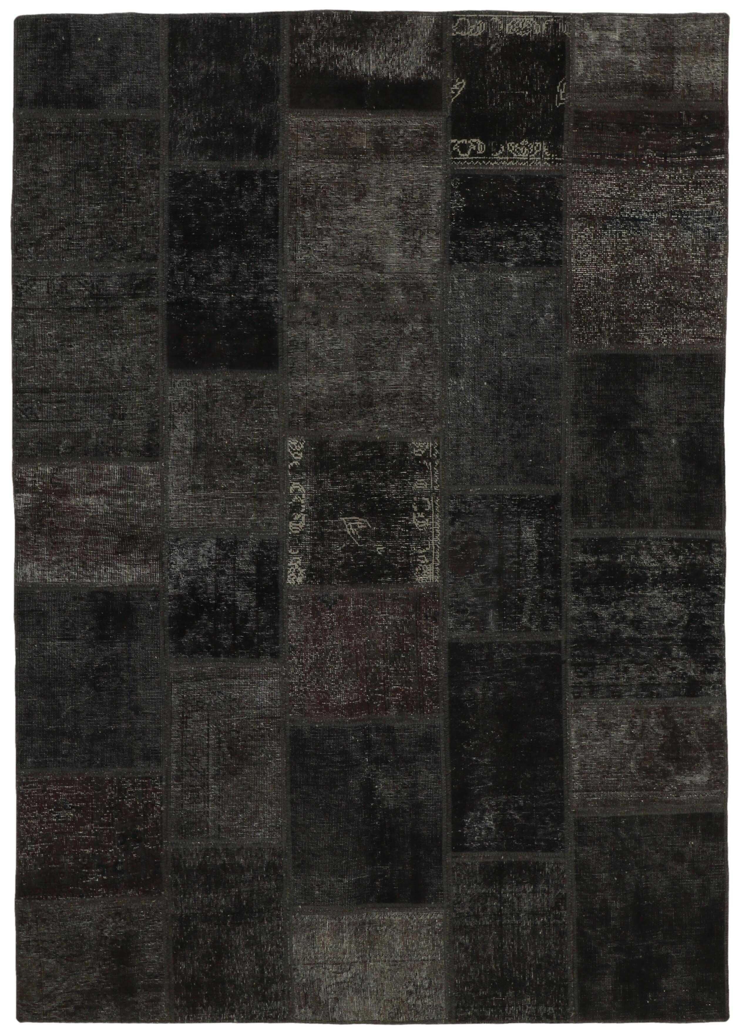 Authentic black patchwork persian rug