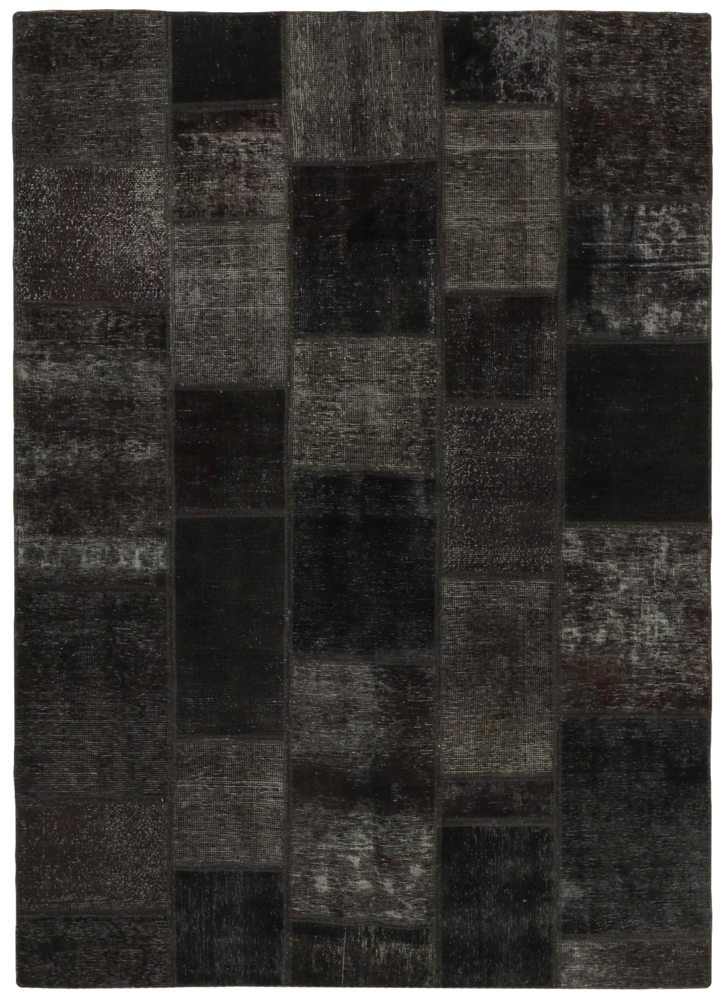 Authentic black patchwork persian rug