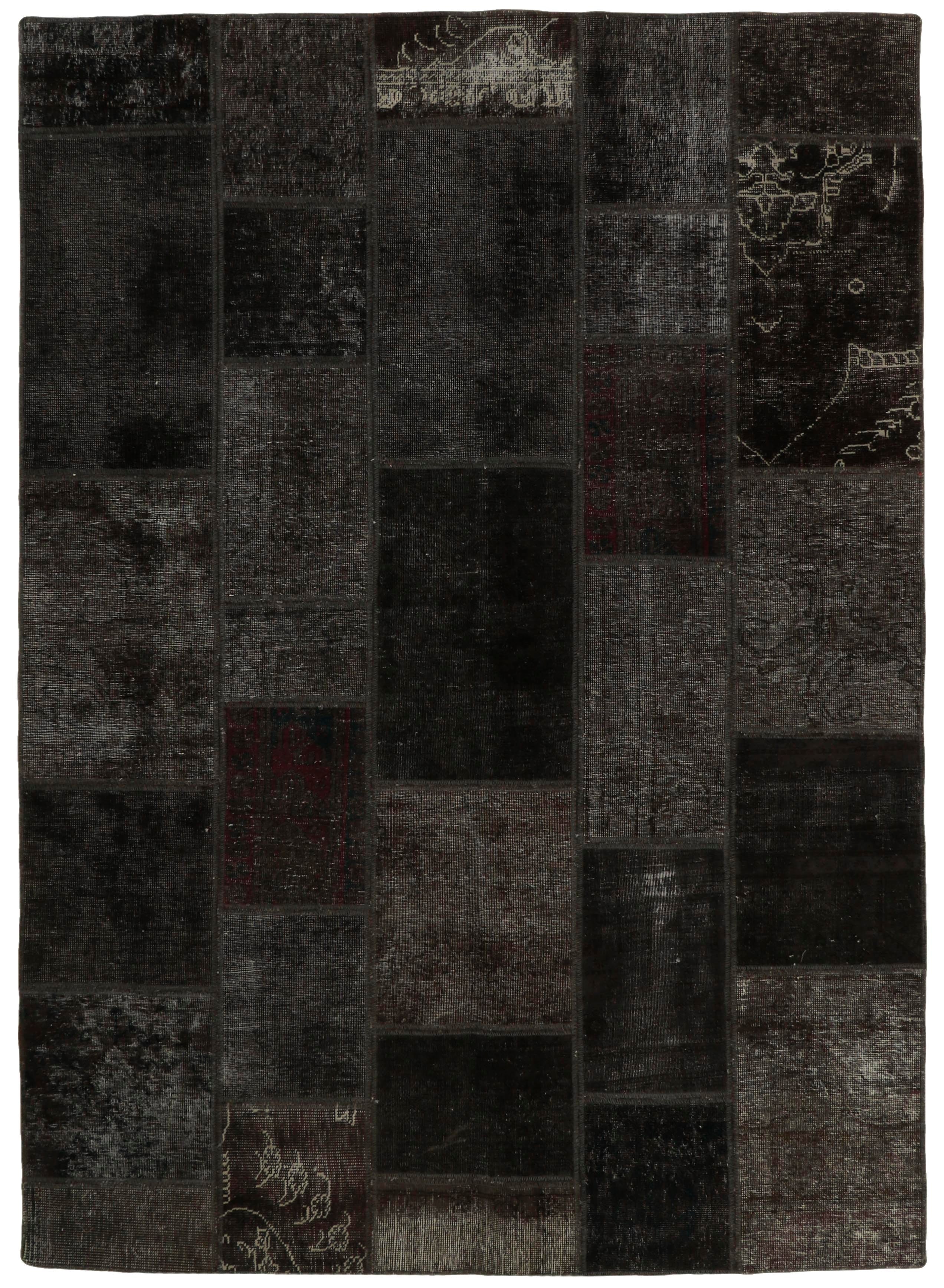 Authentic black patchwork persian rug