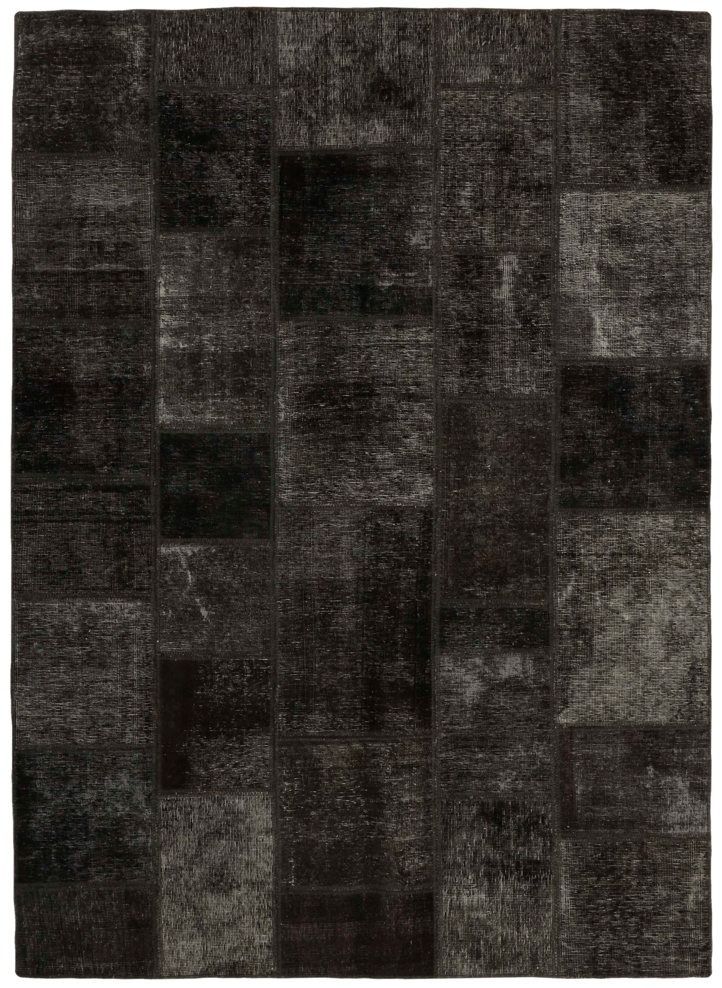 Authentic black patchwork persian rug