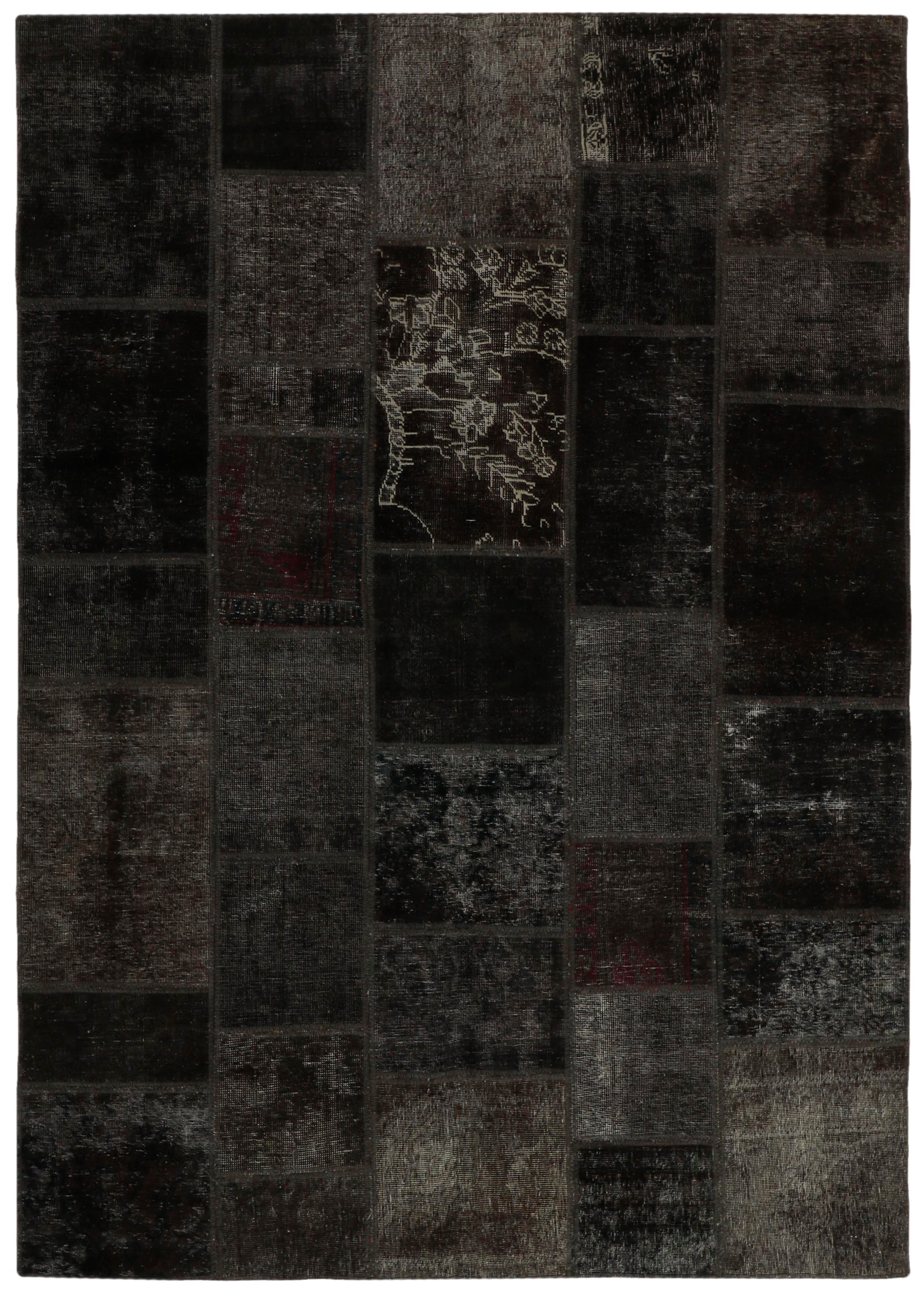 Authentic black patchwork persian rug