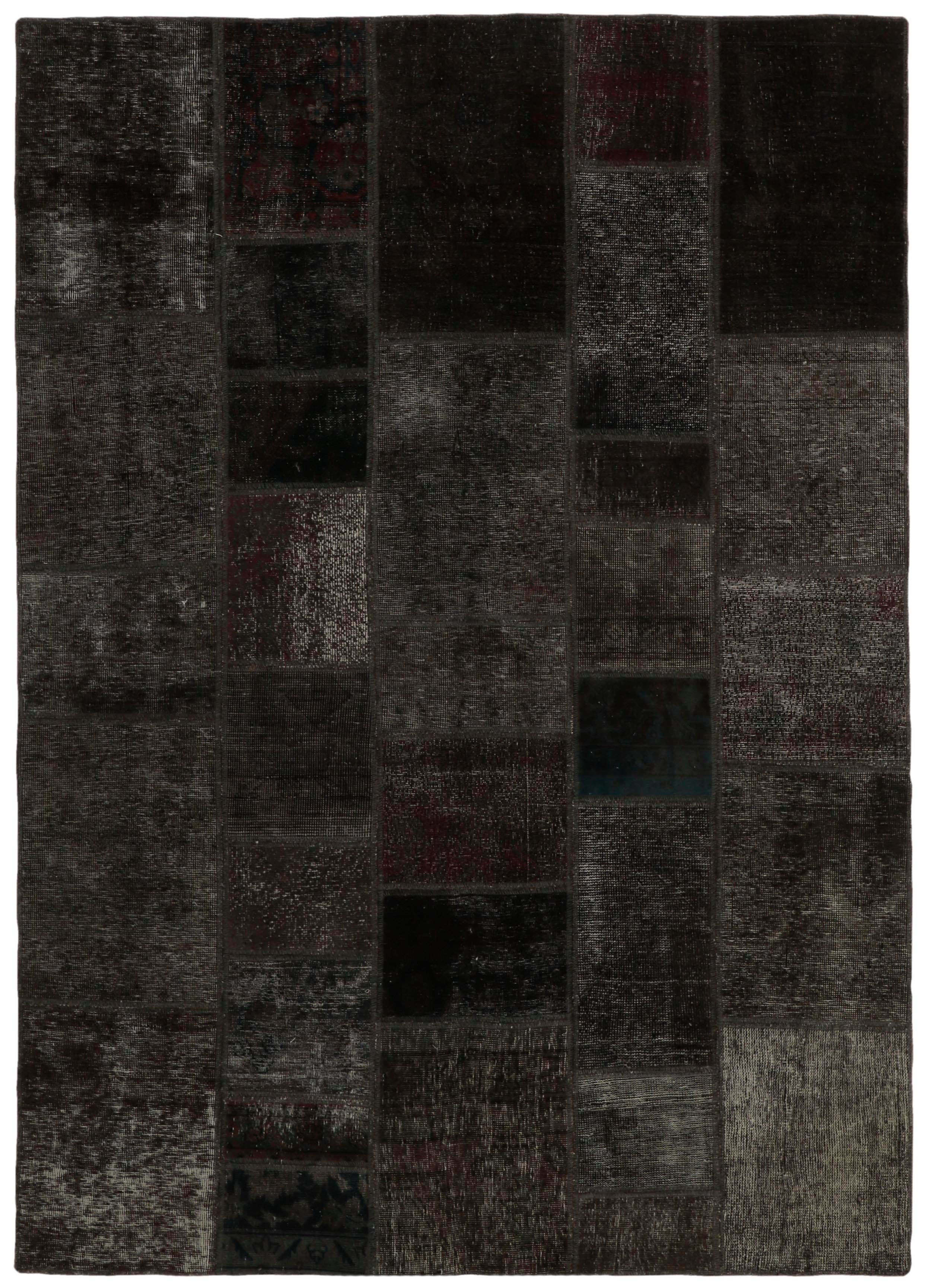 Authentic black patchwork persian rug