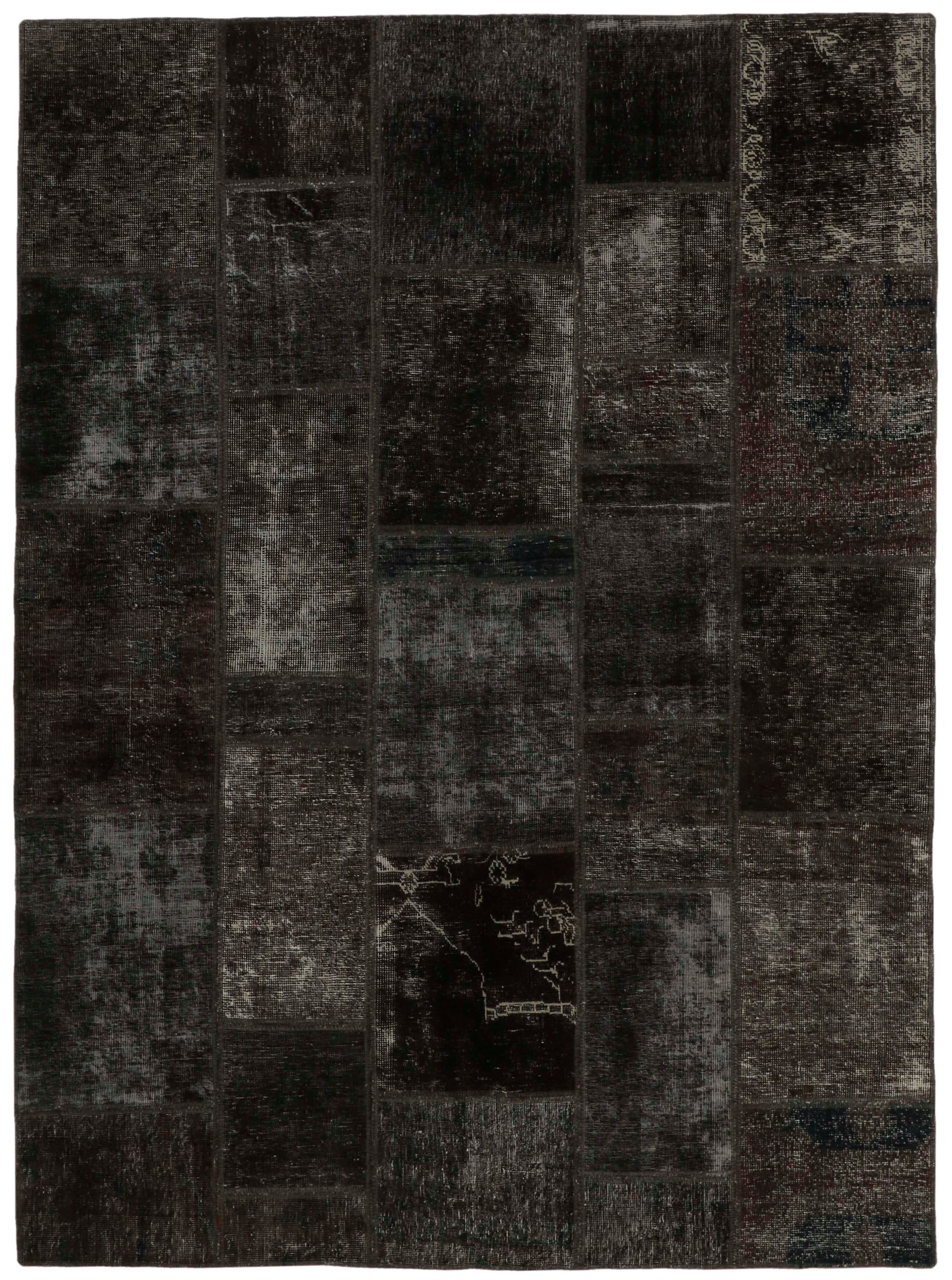 Authentic black patchwork persian rug