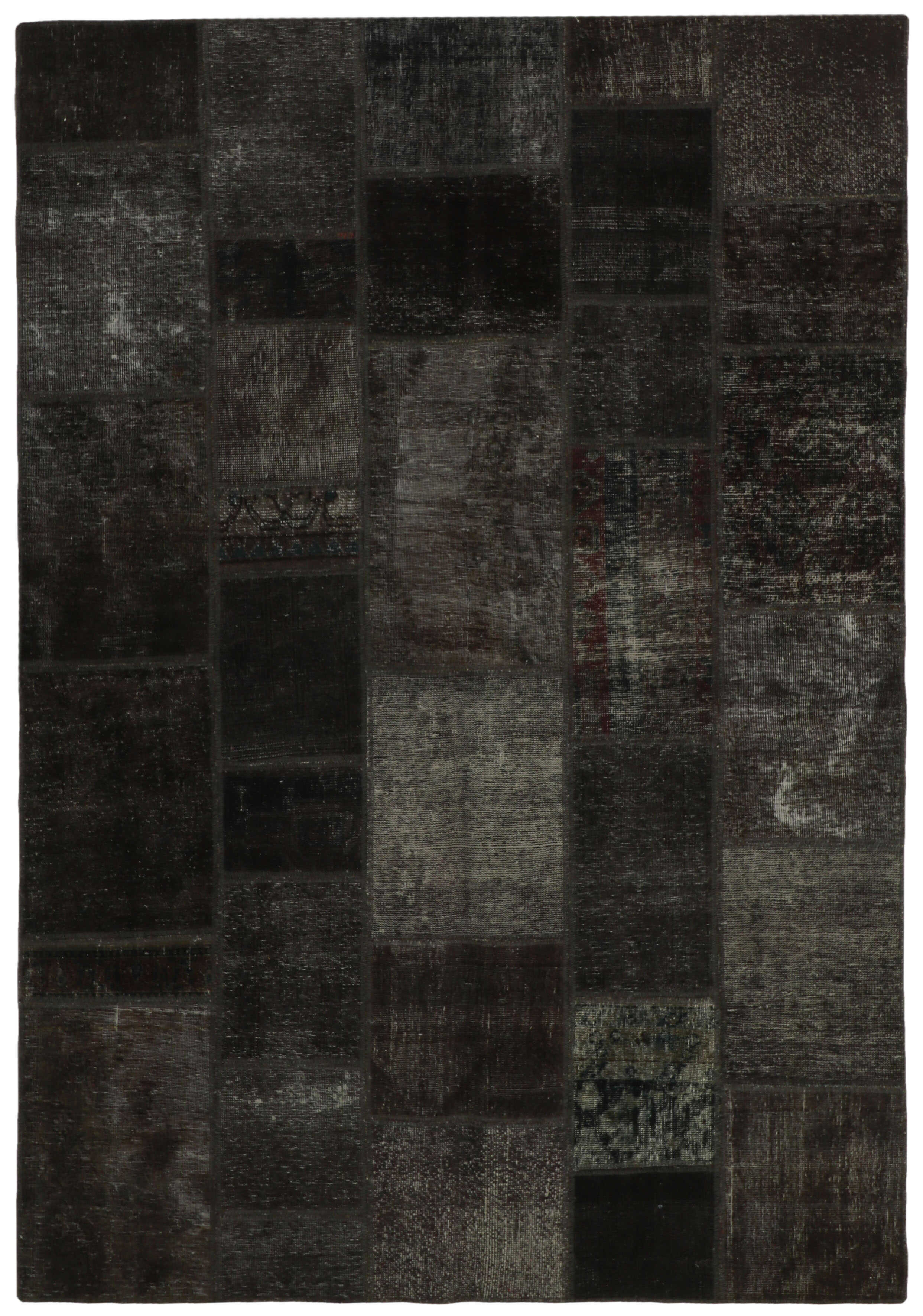 Authentic black patchwork persian rug