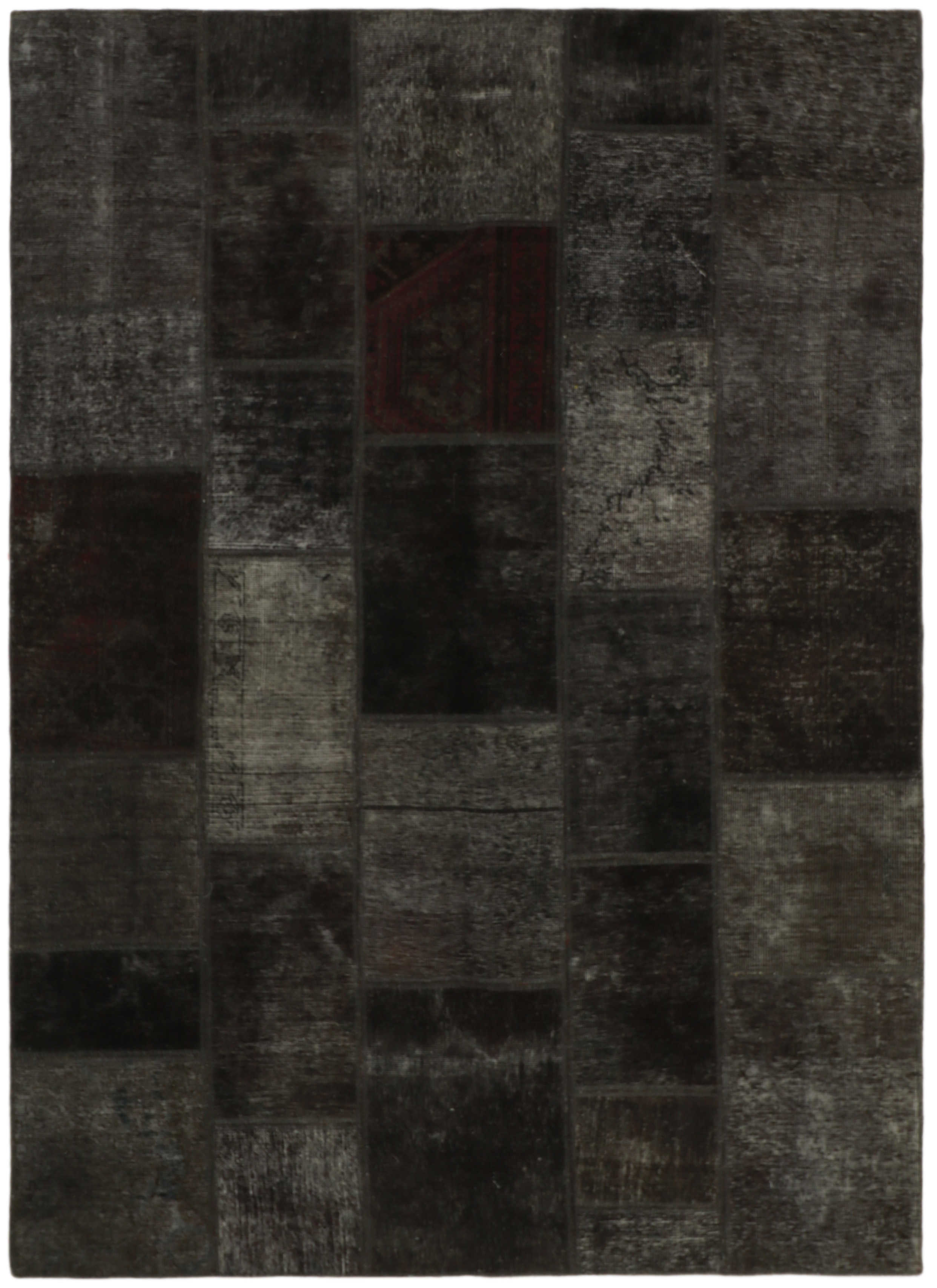 Authentic black patchwork persian rug