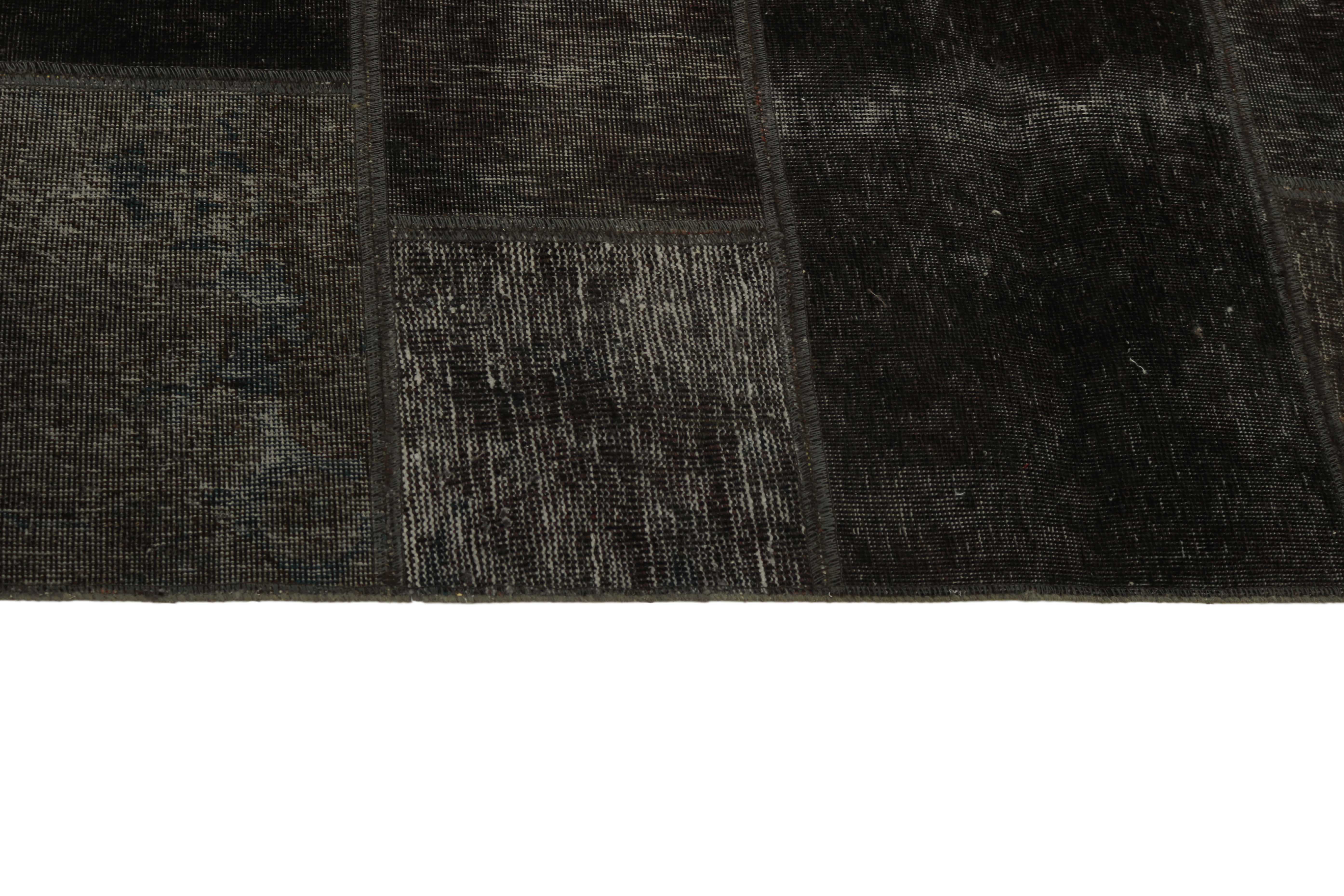 Authentic black patchwork persian rug