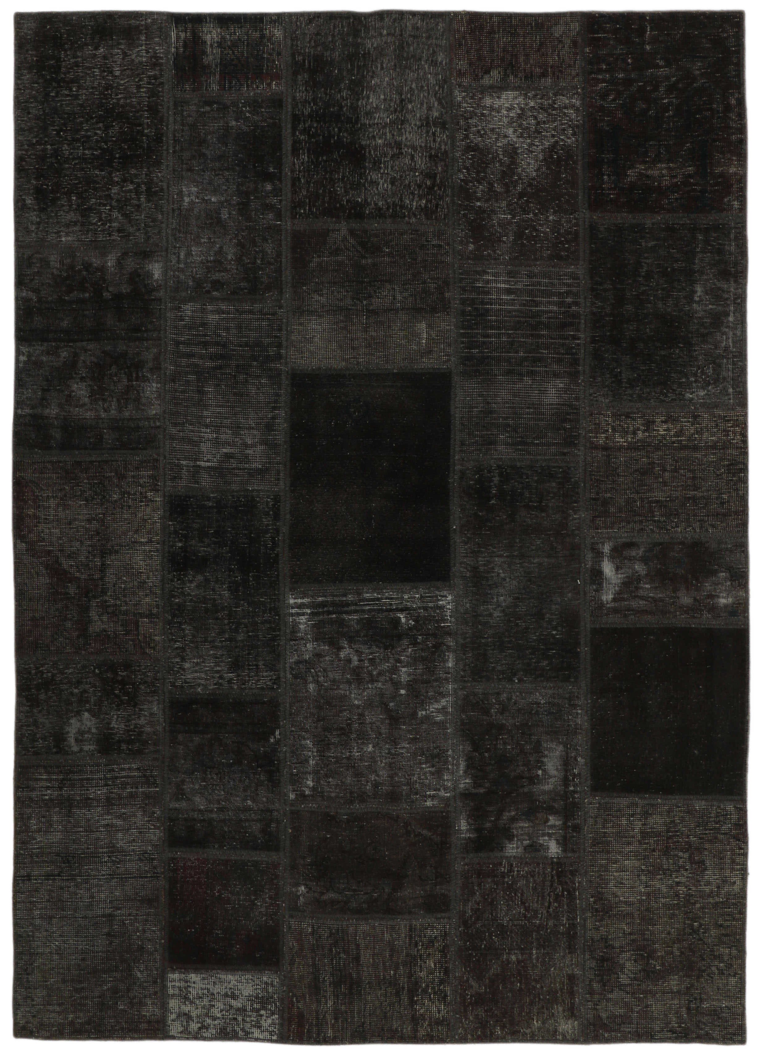 Authentic black patchwork persian rug