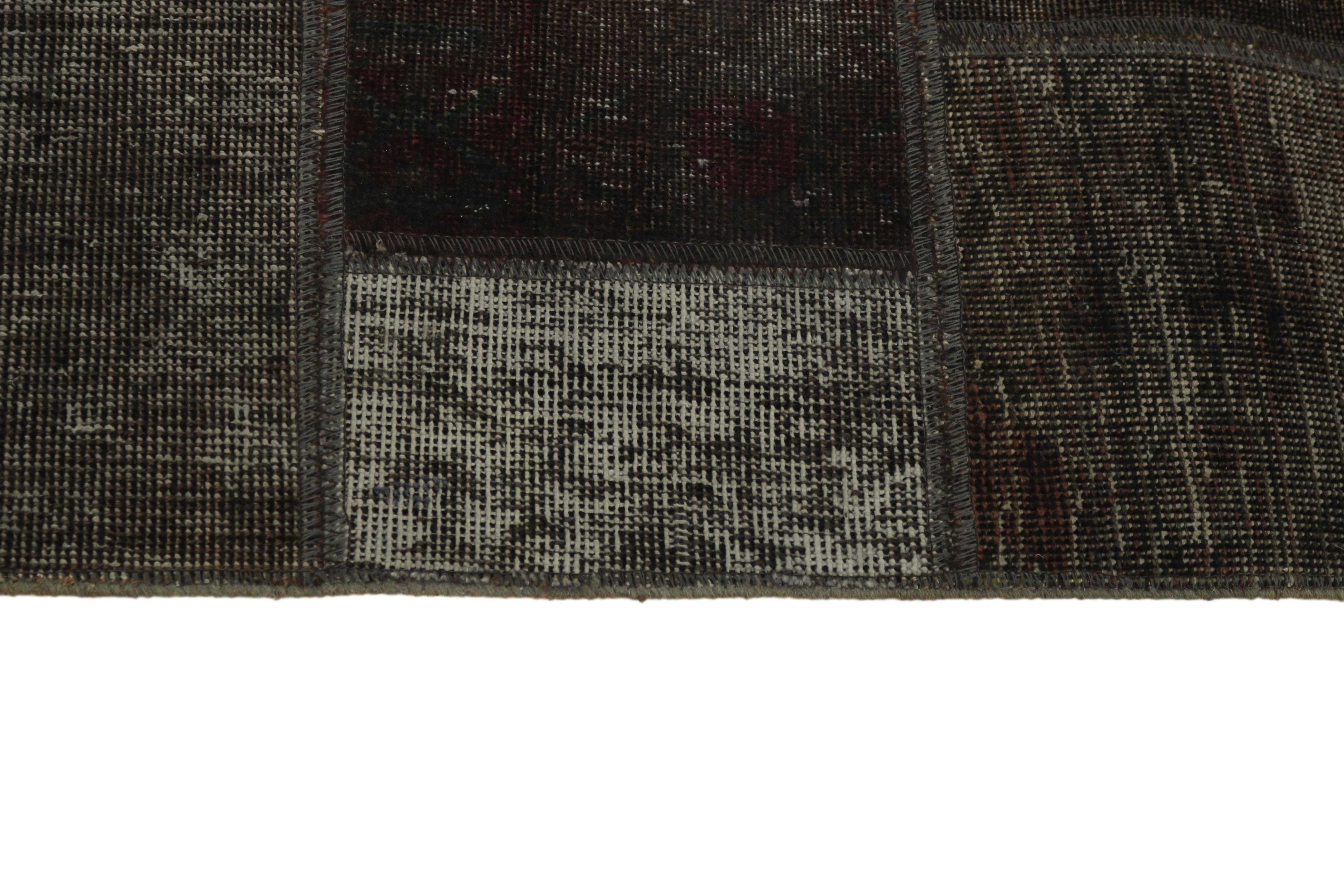 Authentic black patchwork persian rug