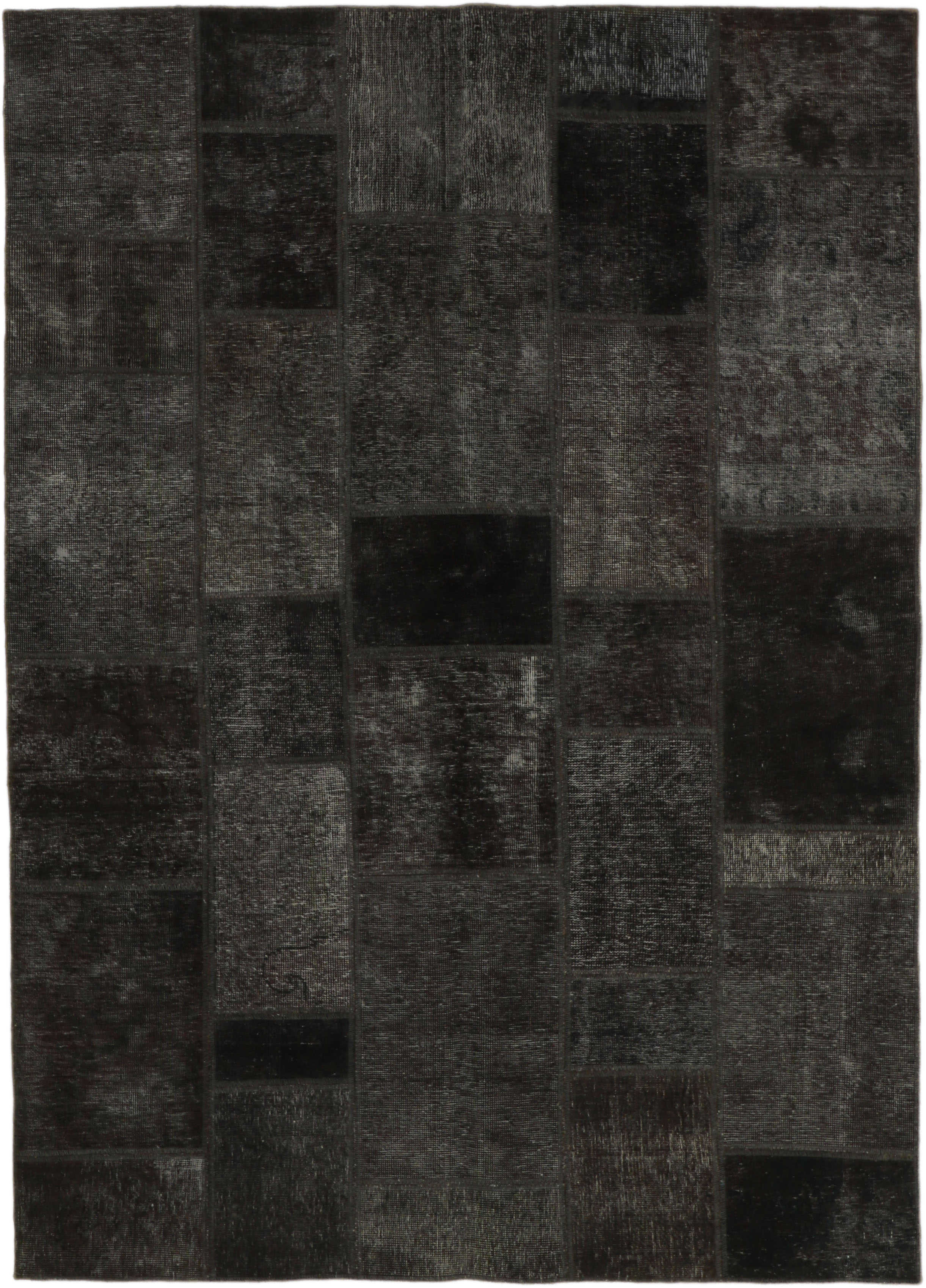 Authentic black patchwork persian rug