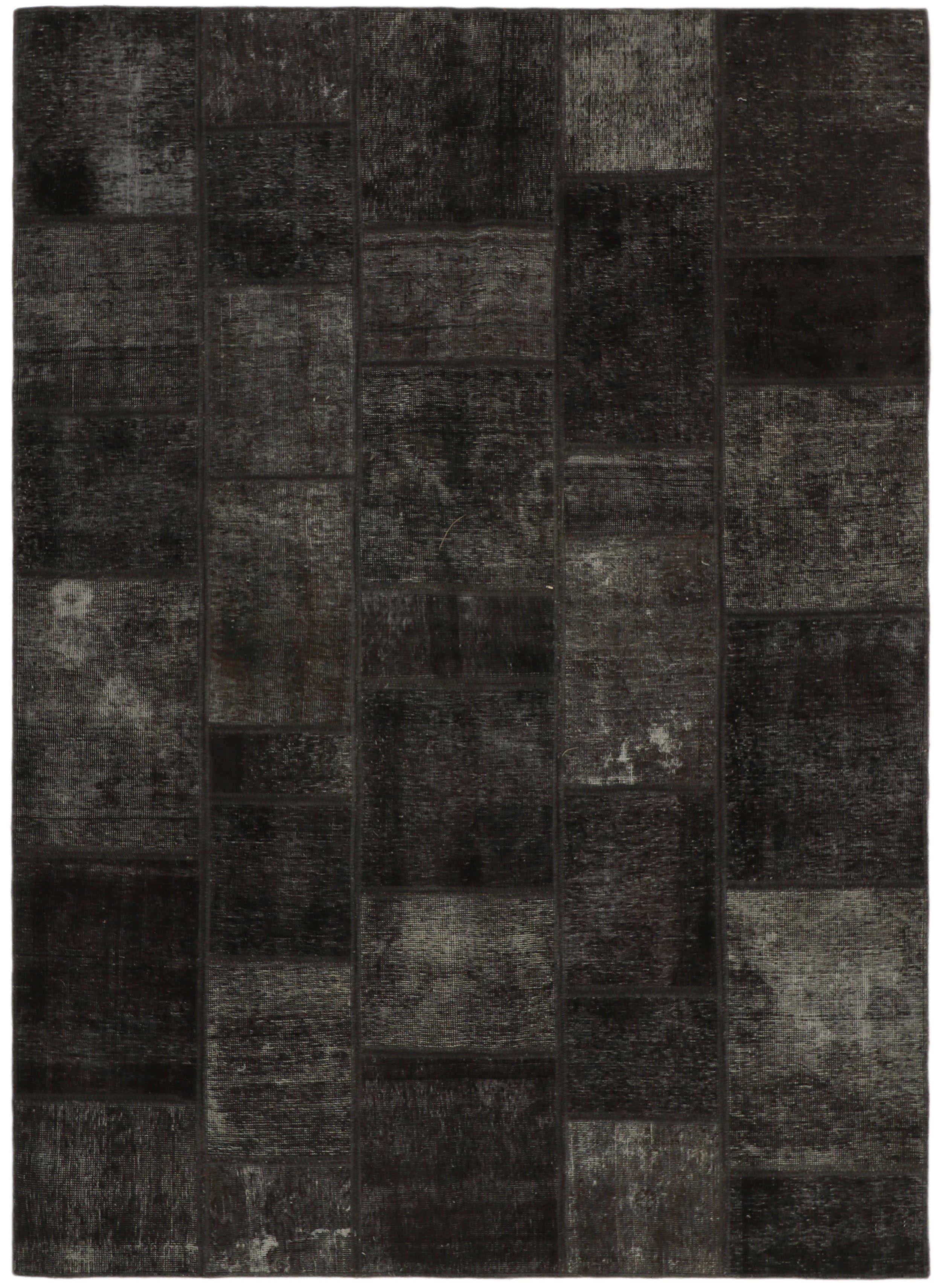 Authentic black patchwork persian rug