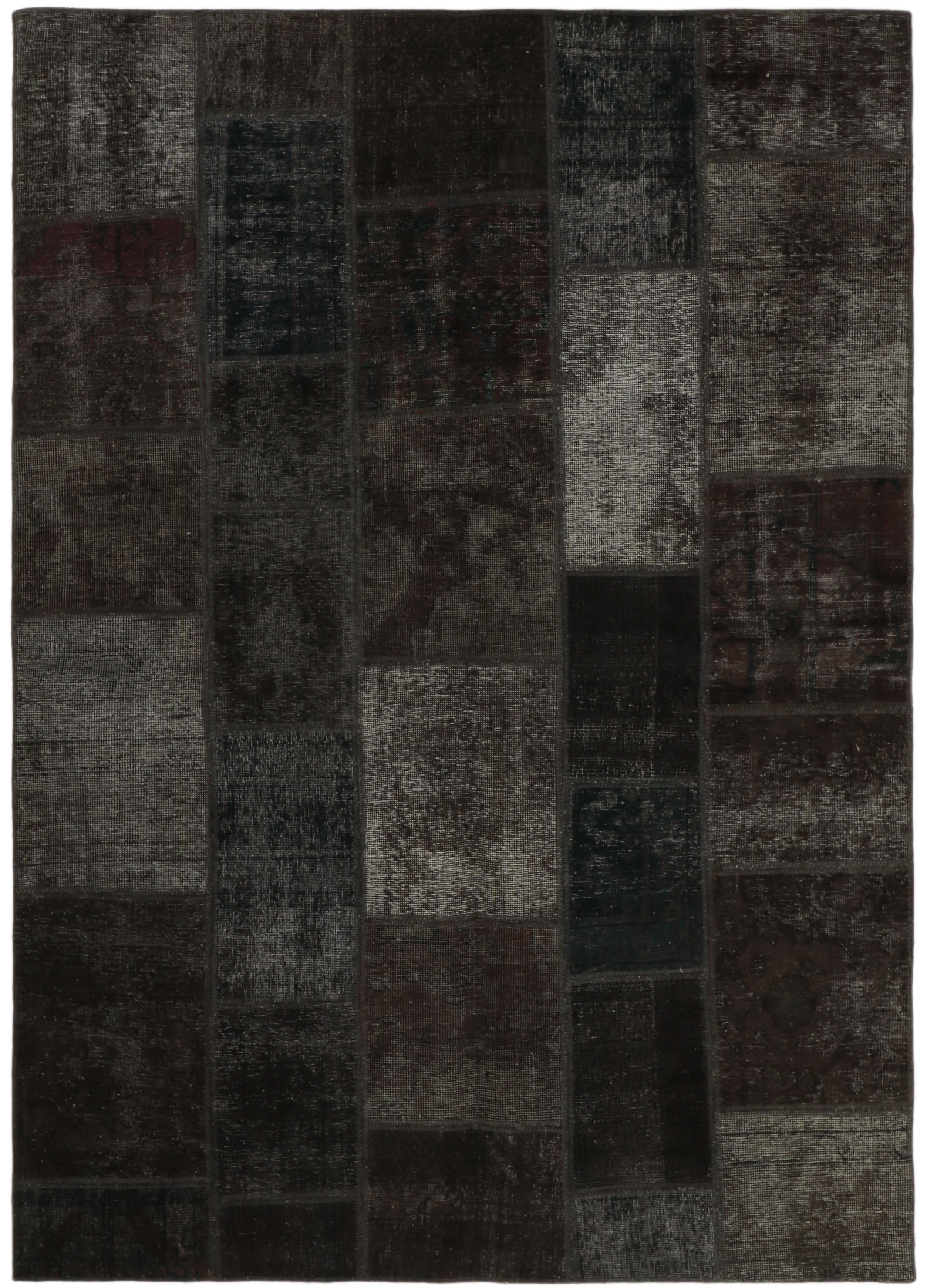 Authentic black patchwork persian rug
