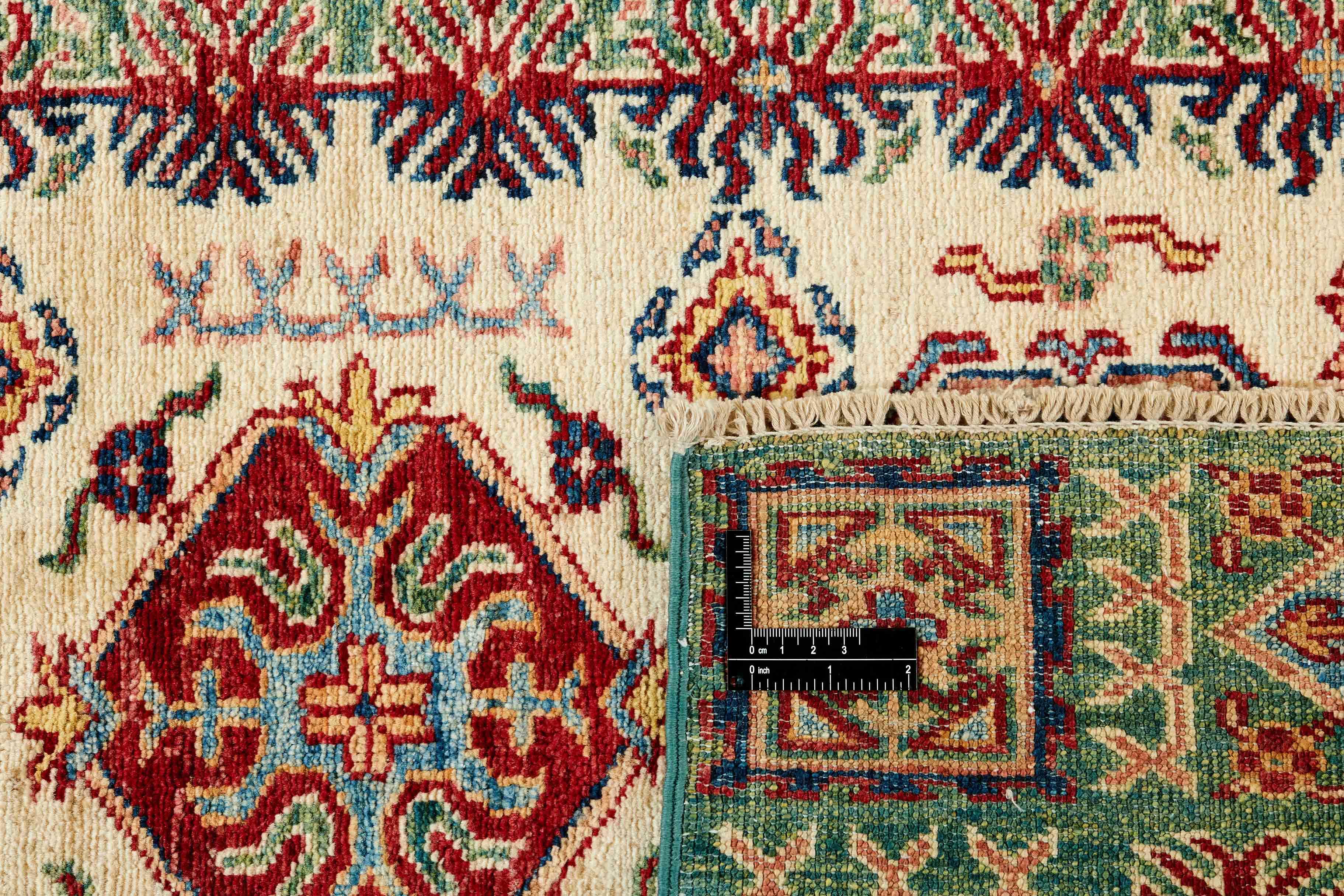 Authentic oriental rug with green and black traditional geometric design