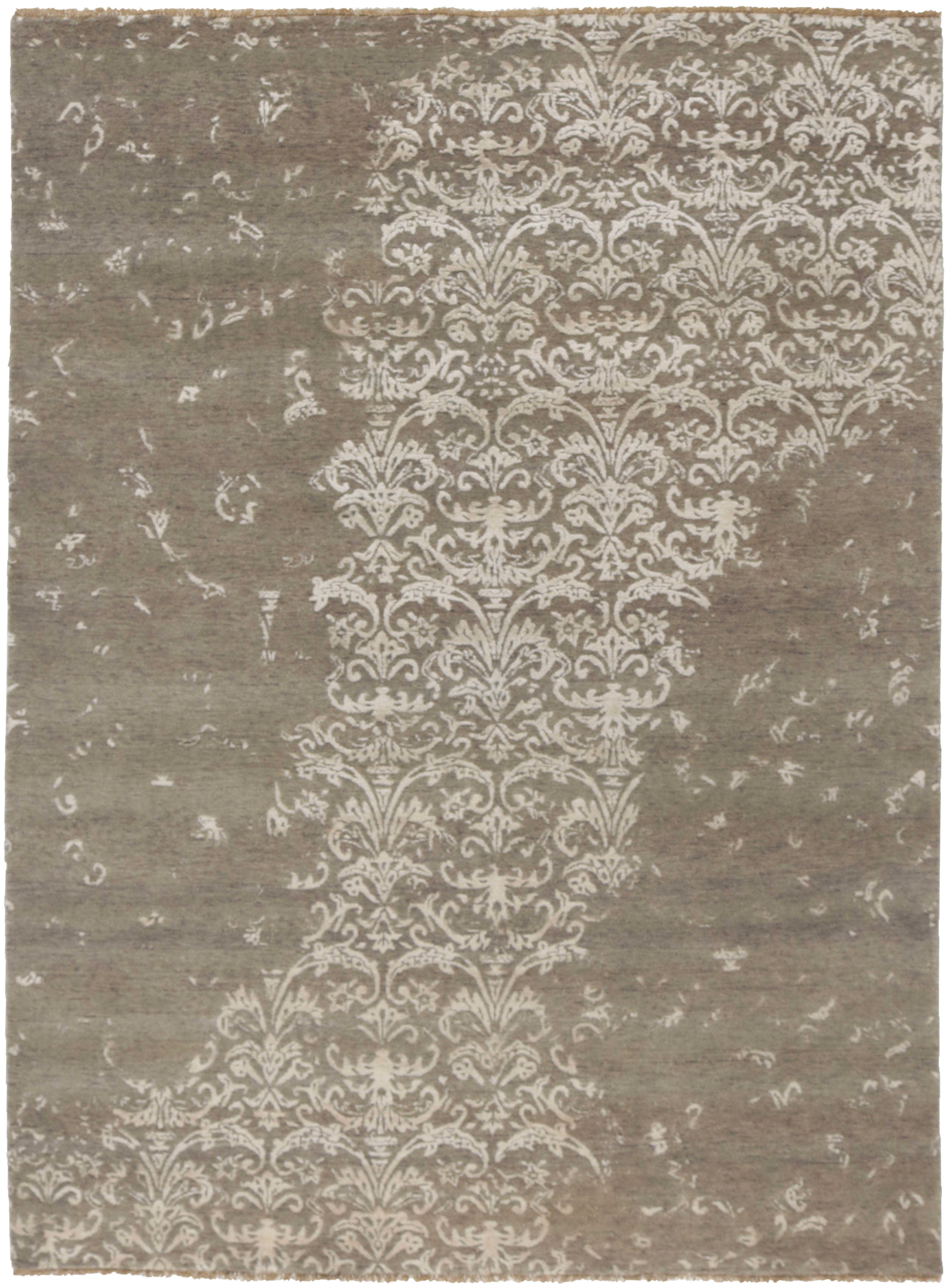 Authentic oriental rug with a damask pattern in beige