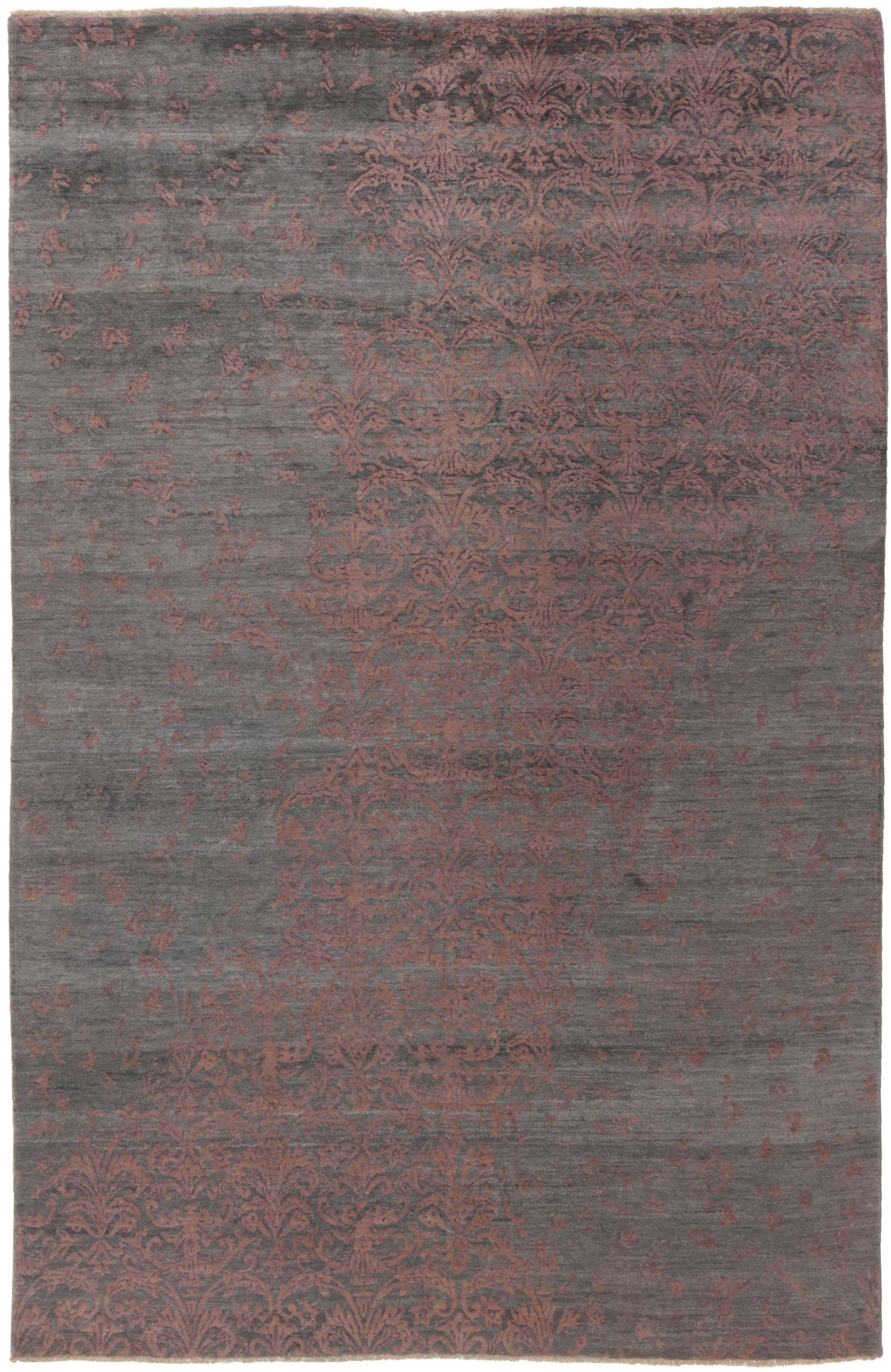 Authentic oriental rug with a damask pattern in brown