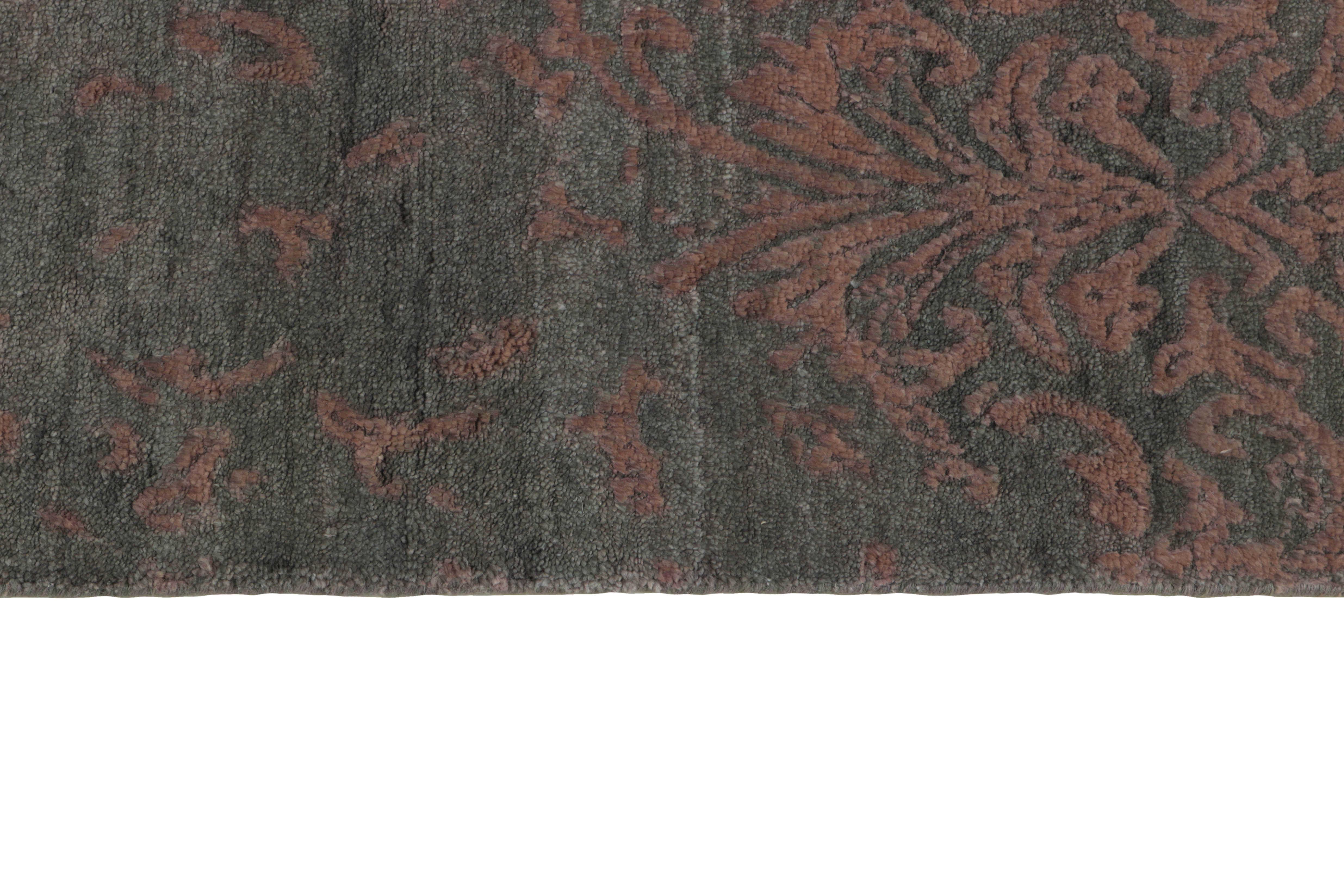 Authentic oriental rug with a damask pattern in brown