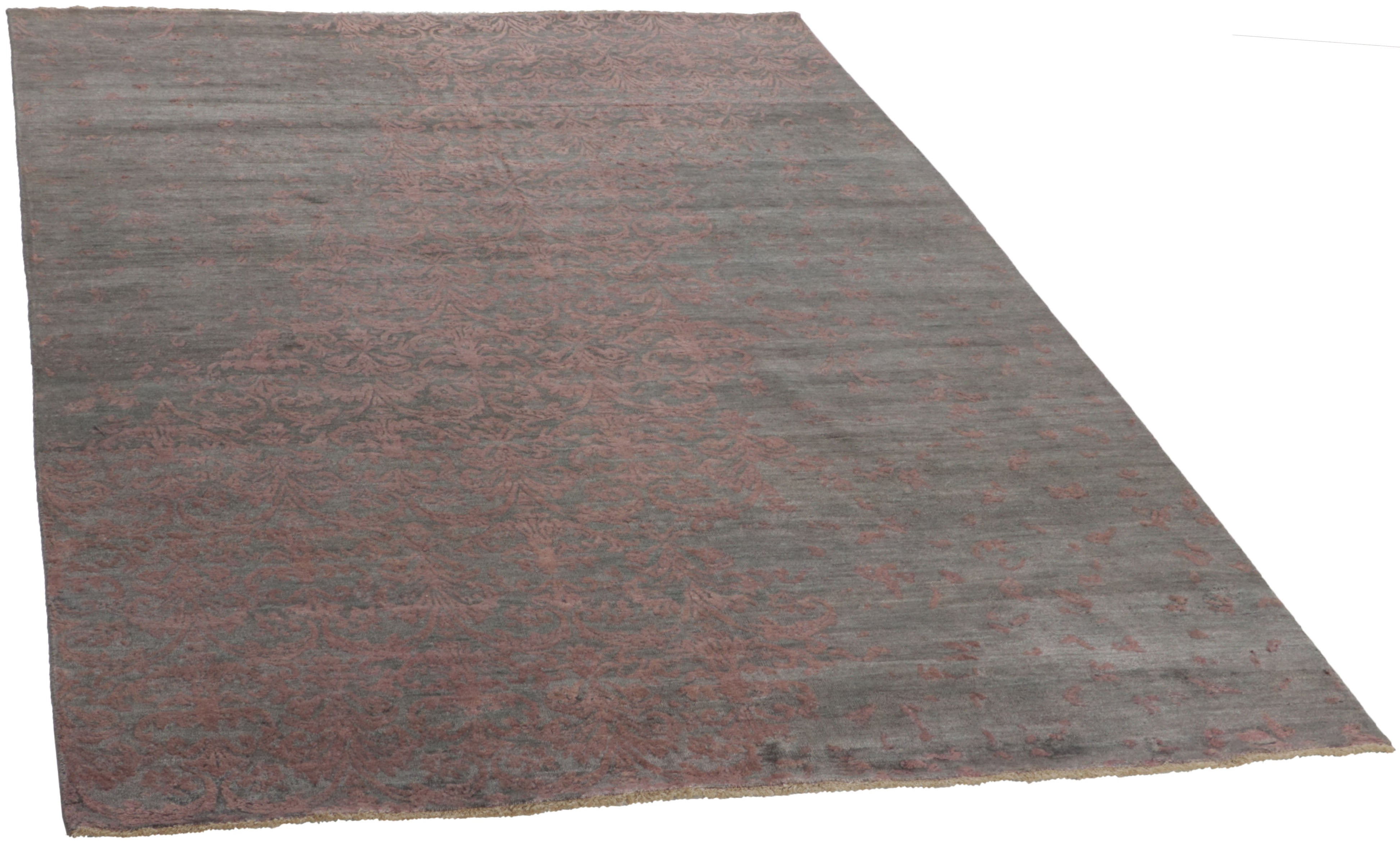 Authentic oriental rug with a damask pattern in brown