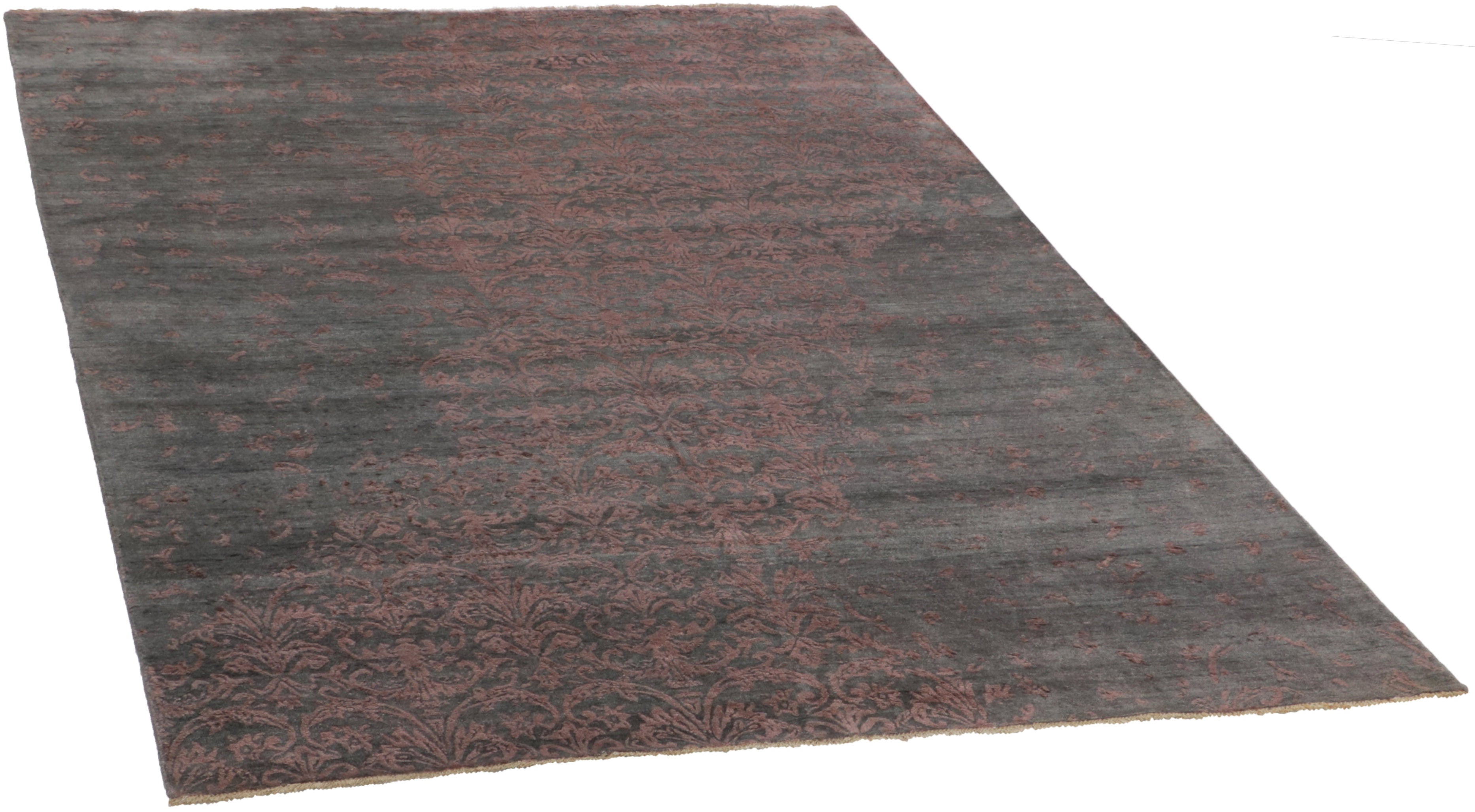 Authentic oriental rug with a damask pattern in brown