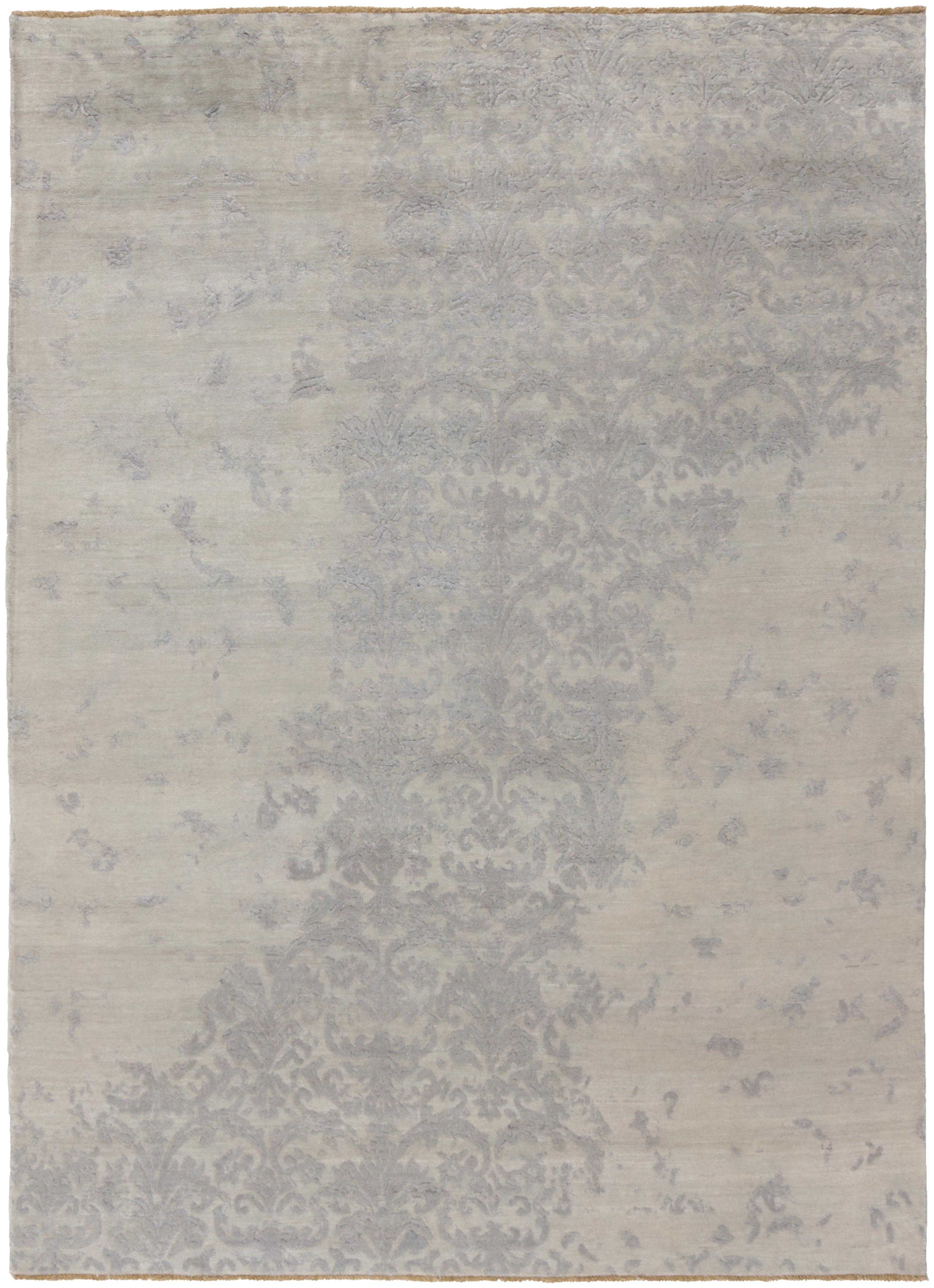 Authentic oriental rug with a damask pattern in beige