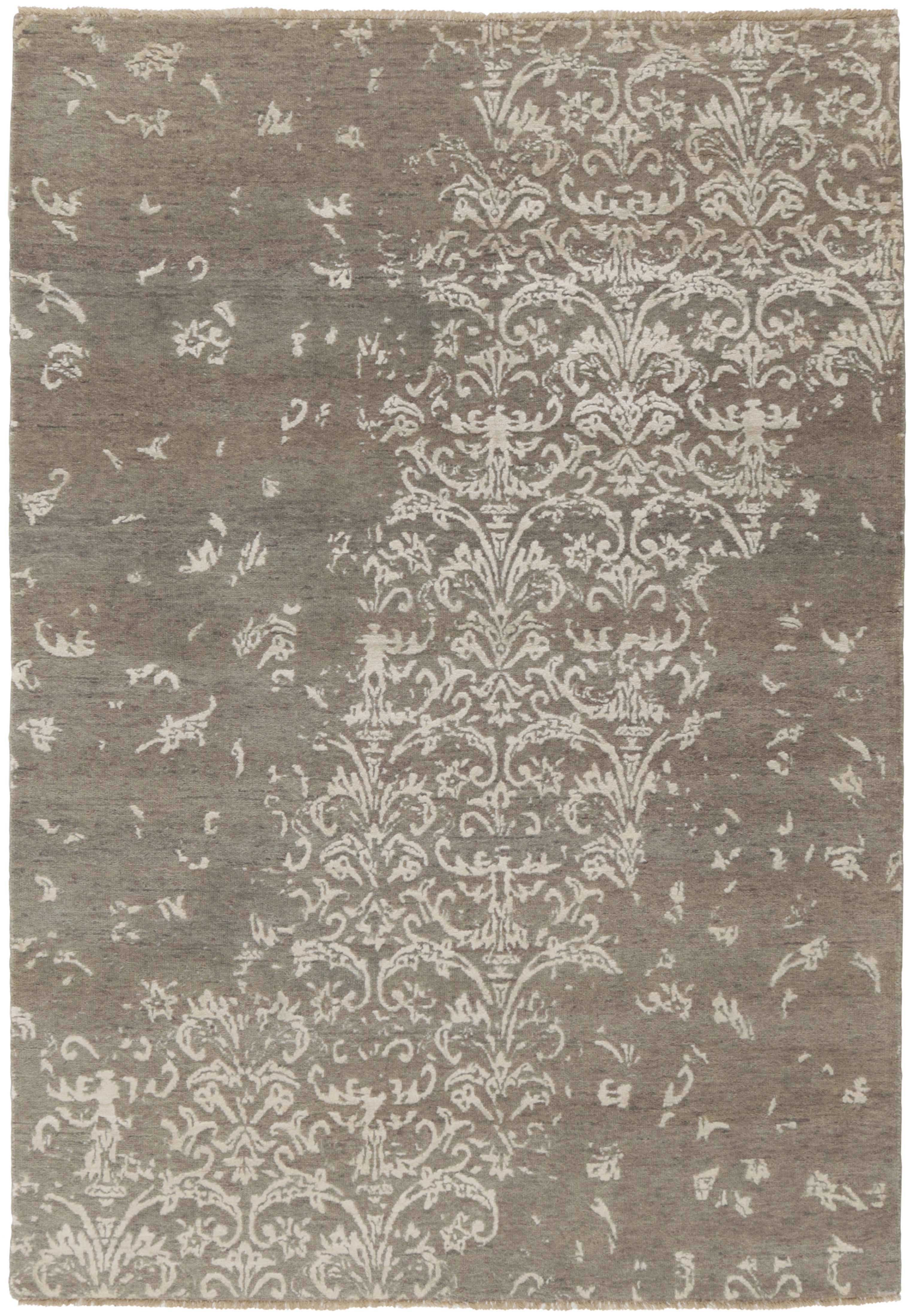 oriental rug with a beige damask pattern