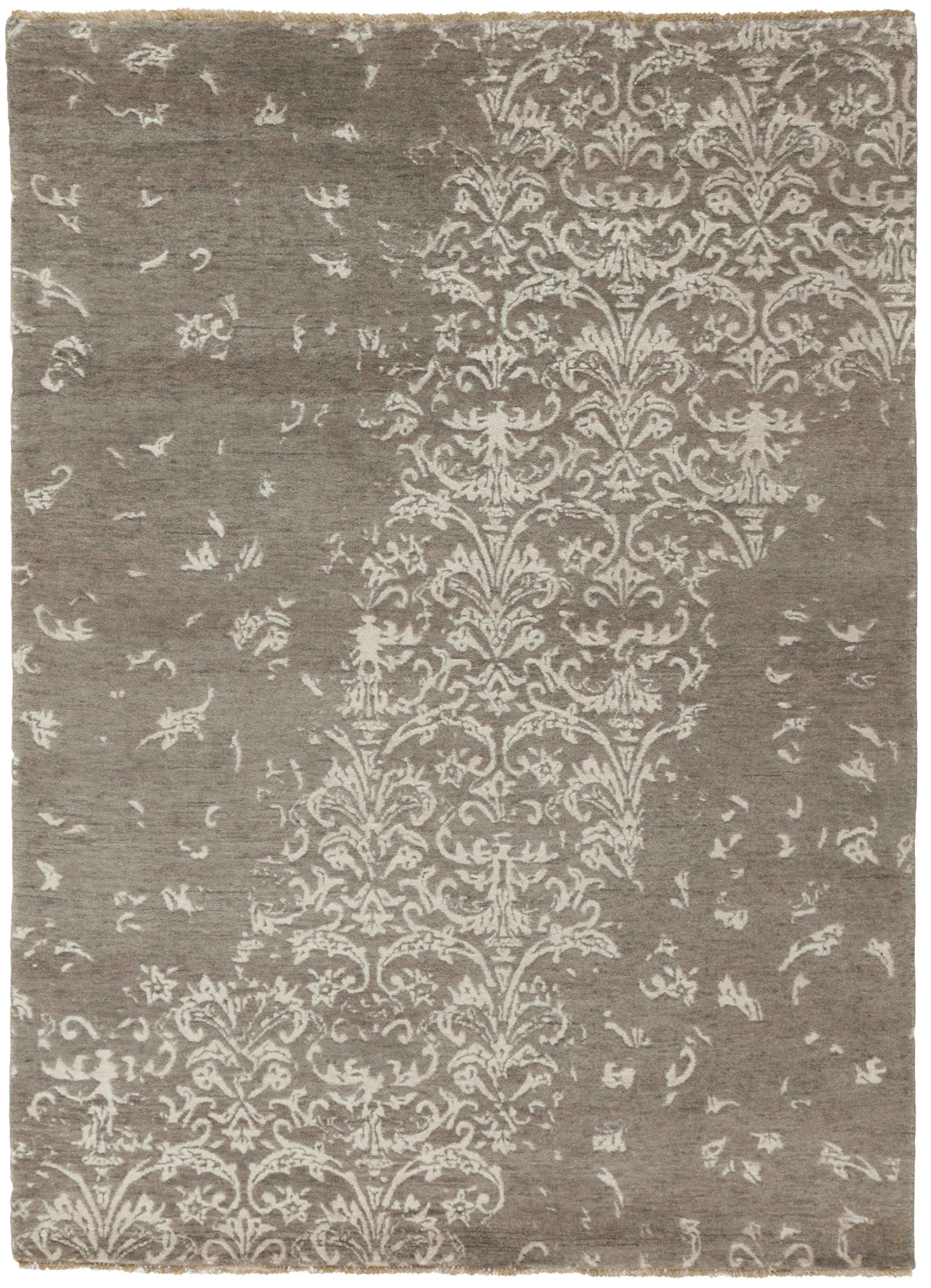 oriental rug with a beige damask pattern
