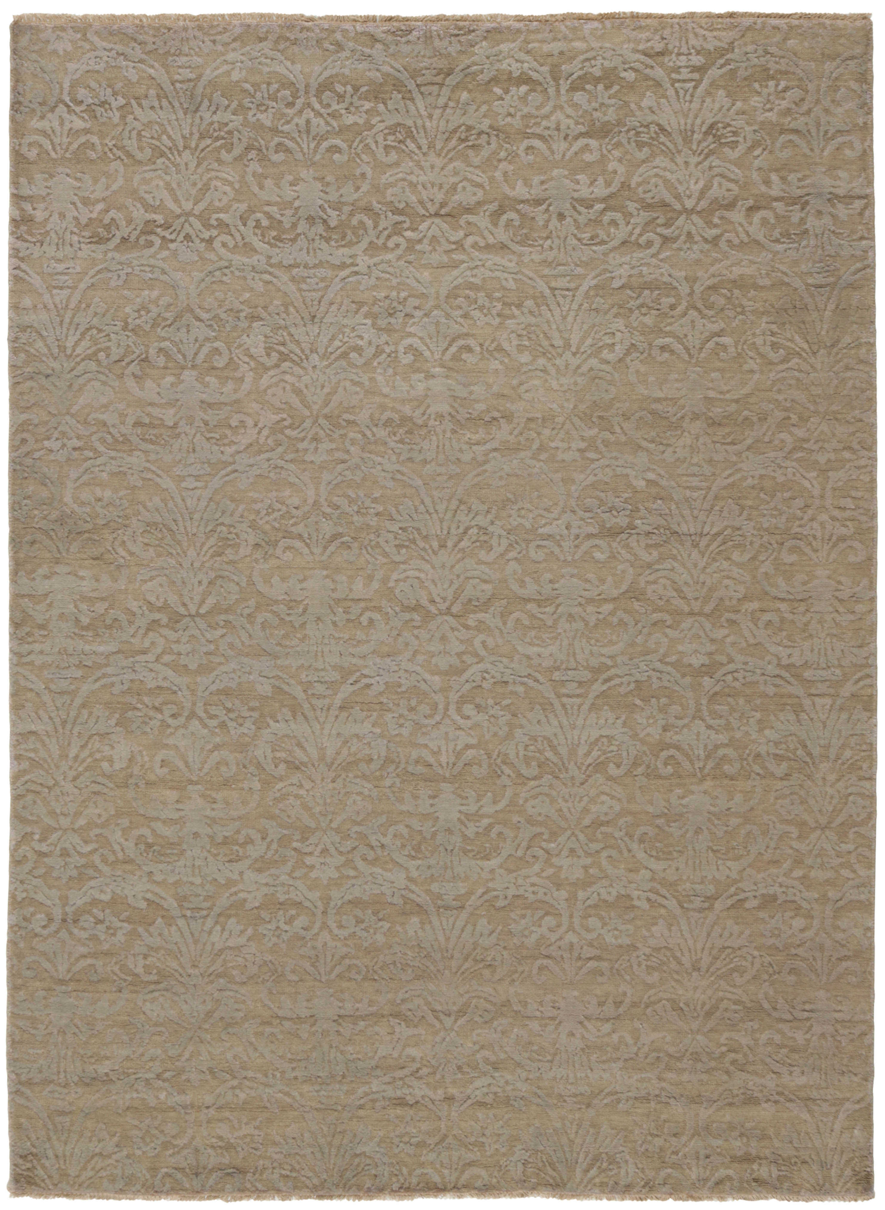 oriental rug with a beige damask pattern