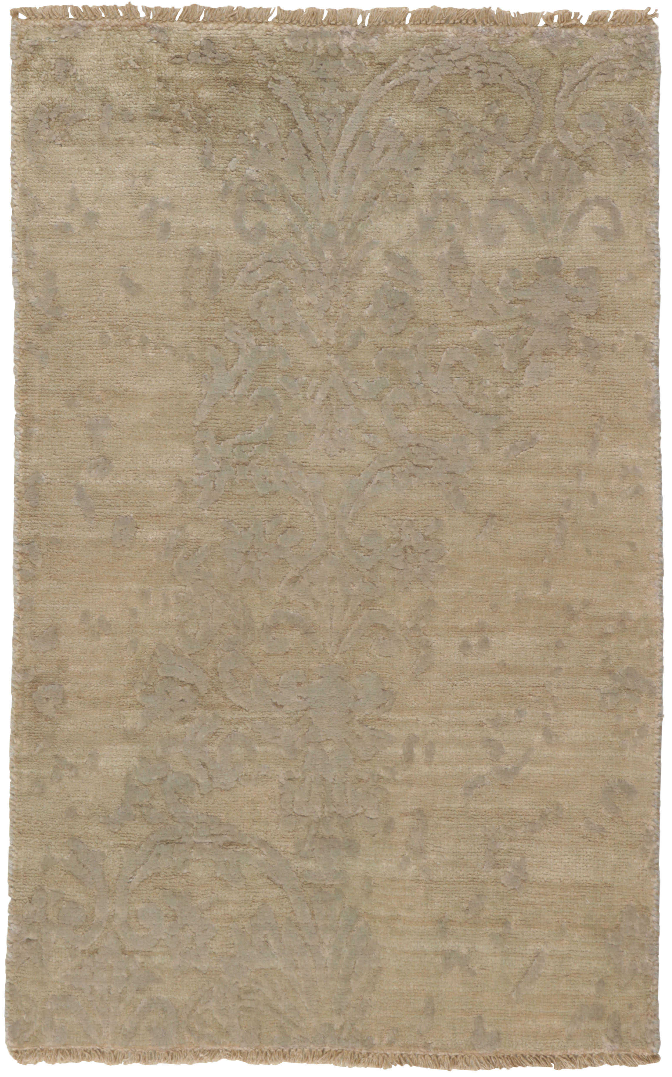 Authentic oriental rug with a damask pattern in beige