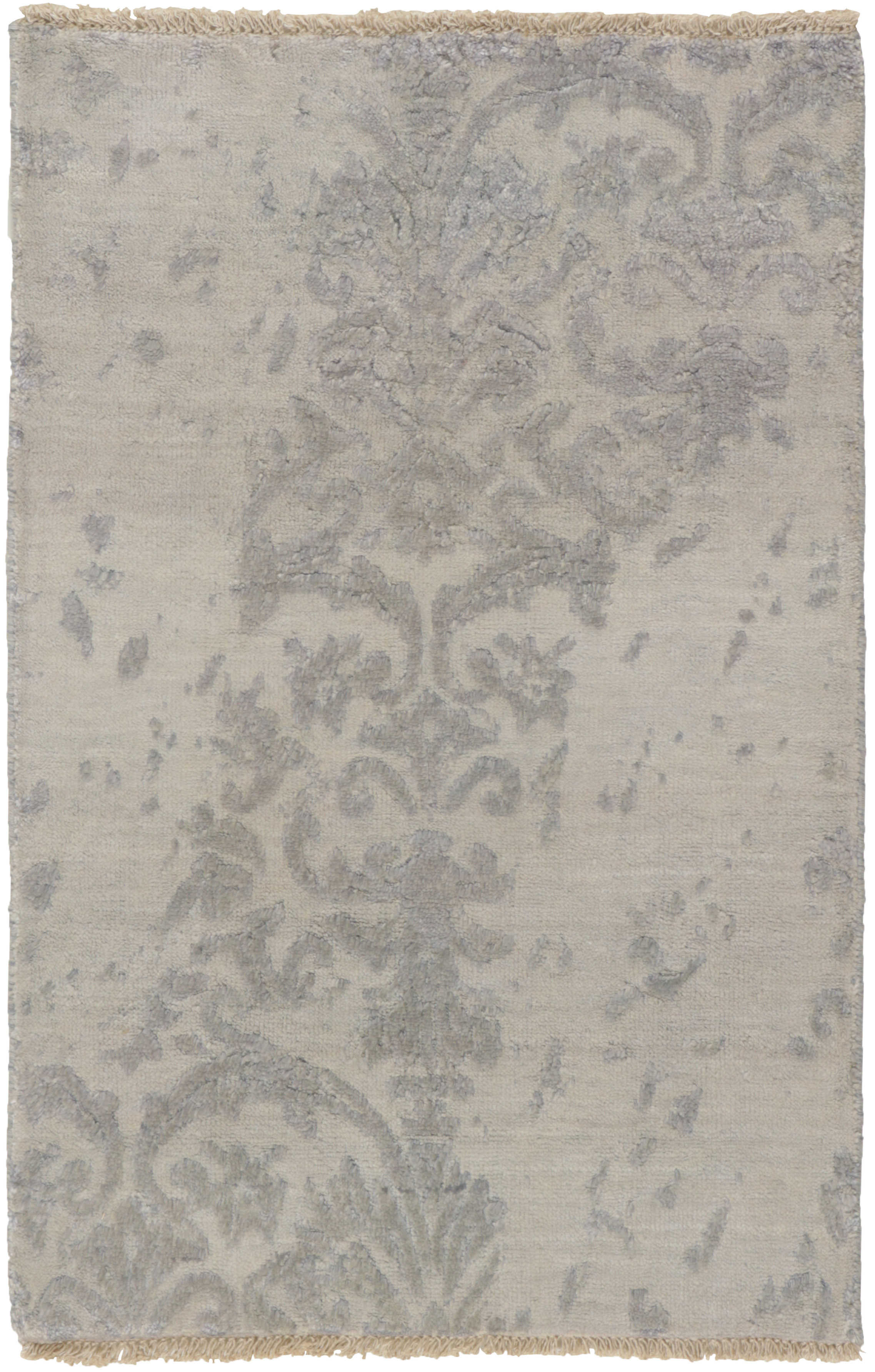 Authentic oriental rug with a damask pattern in blue