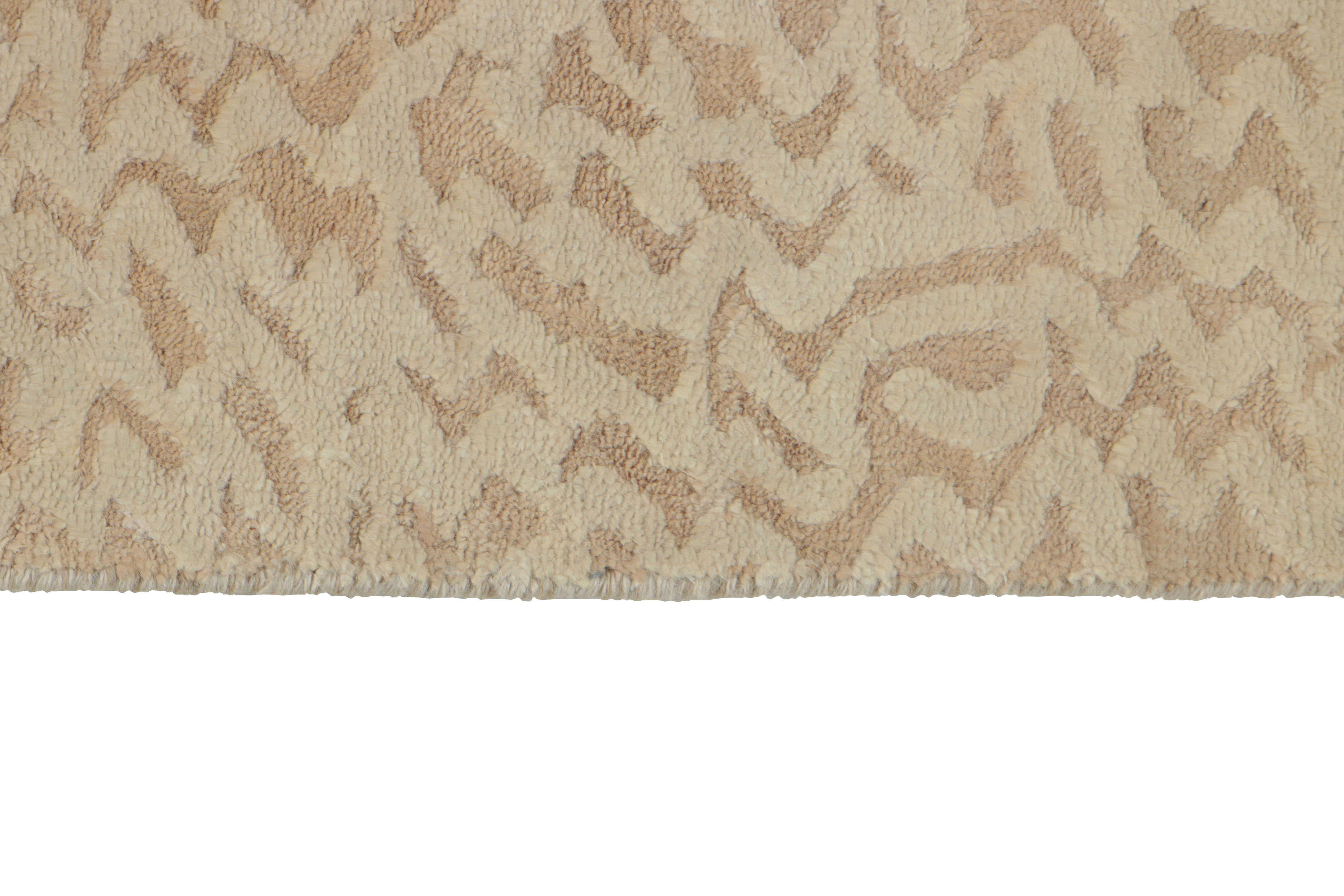 Authentic oriental rug with a damask pattern in beige