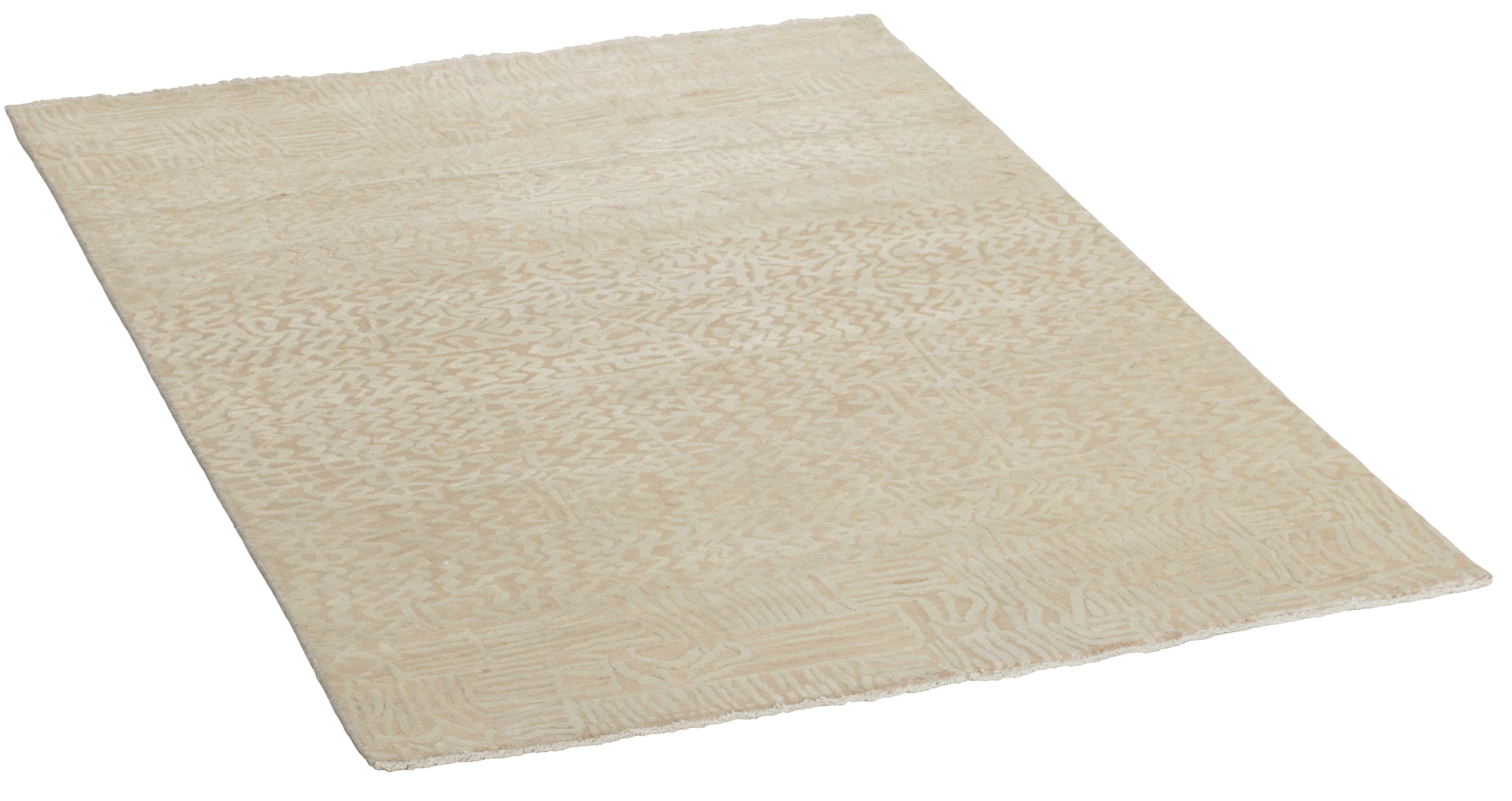 Authentic oriental rug with a damask pattern in beige