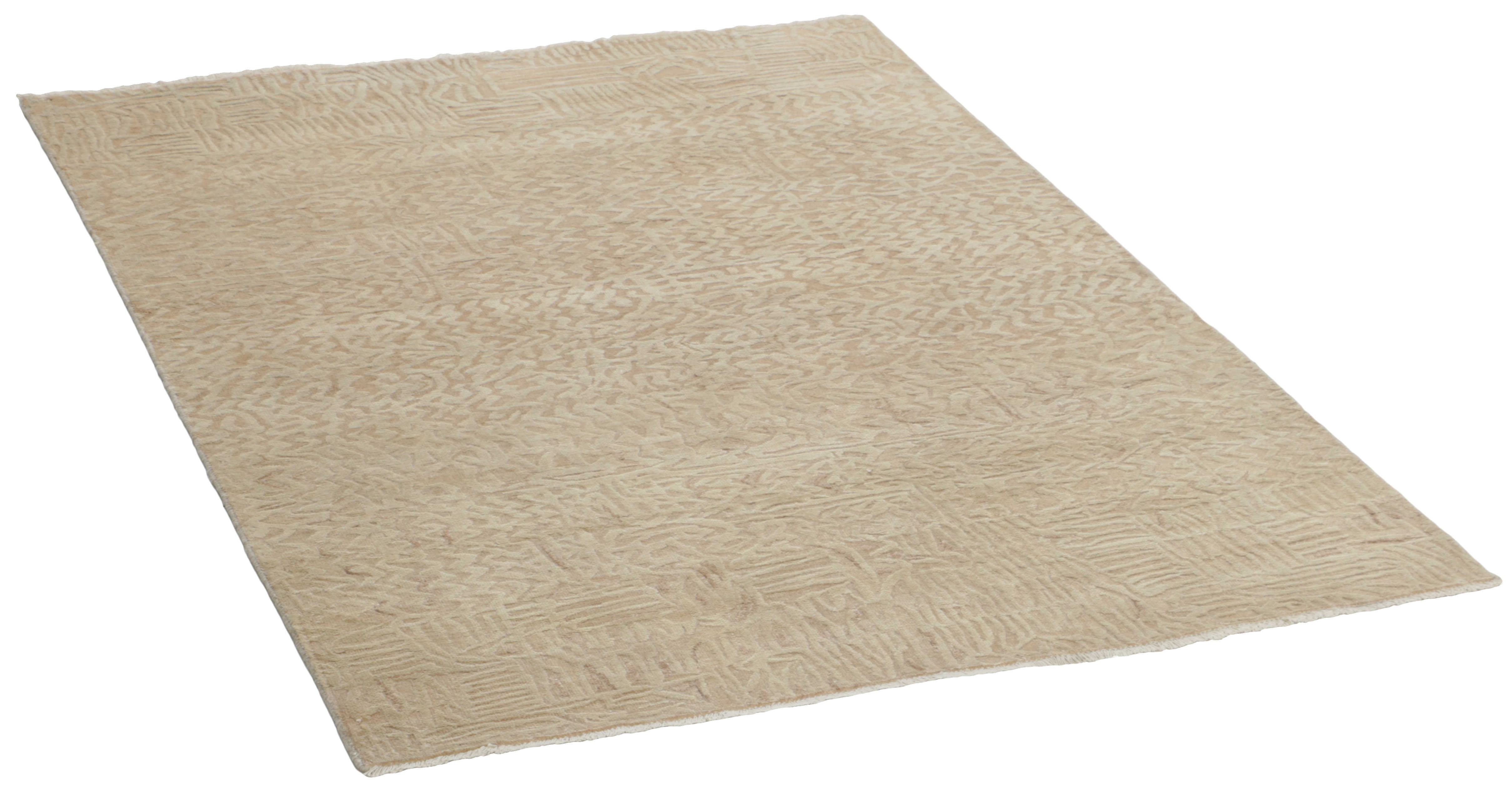 Authentic oriental rug with a damask pattern in beige