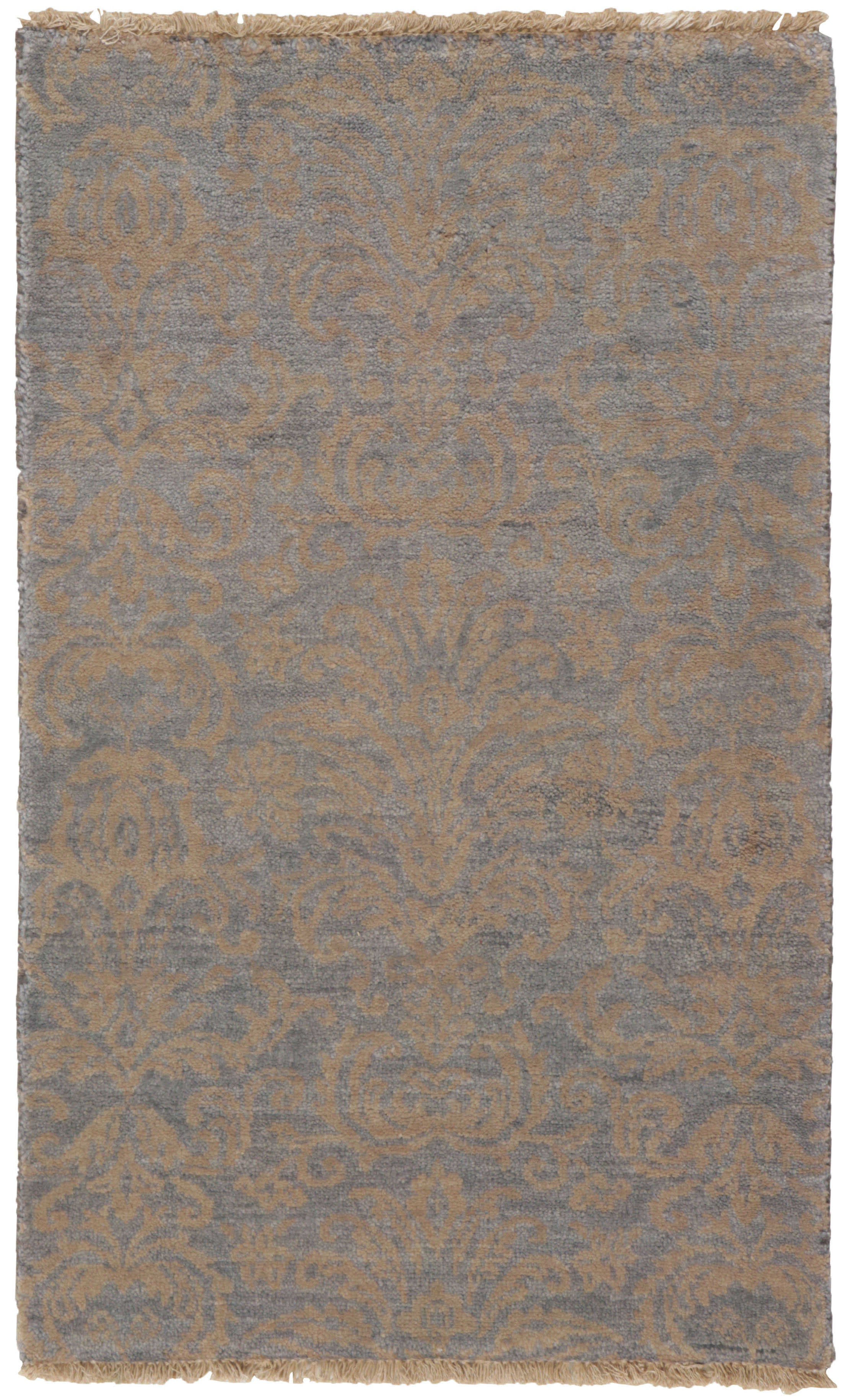 Authentic oriental rug with a damask pattern in black
