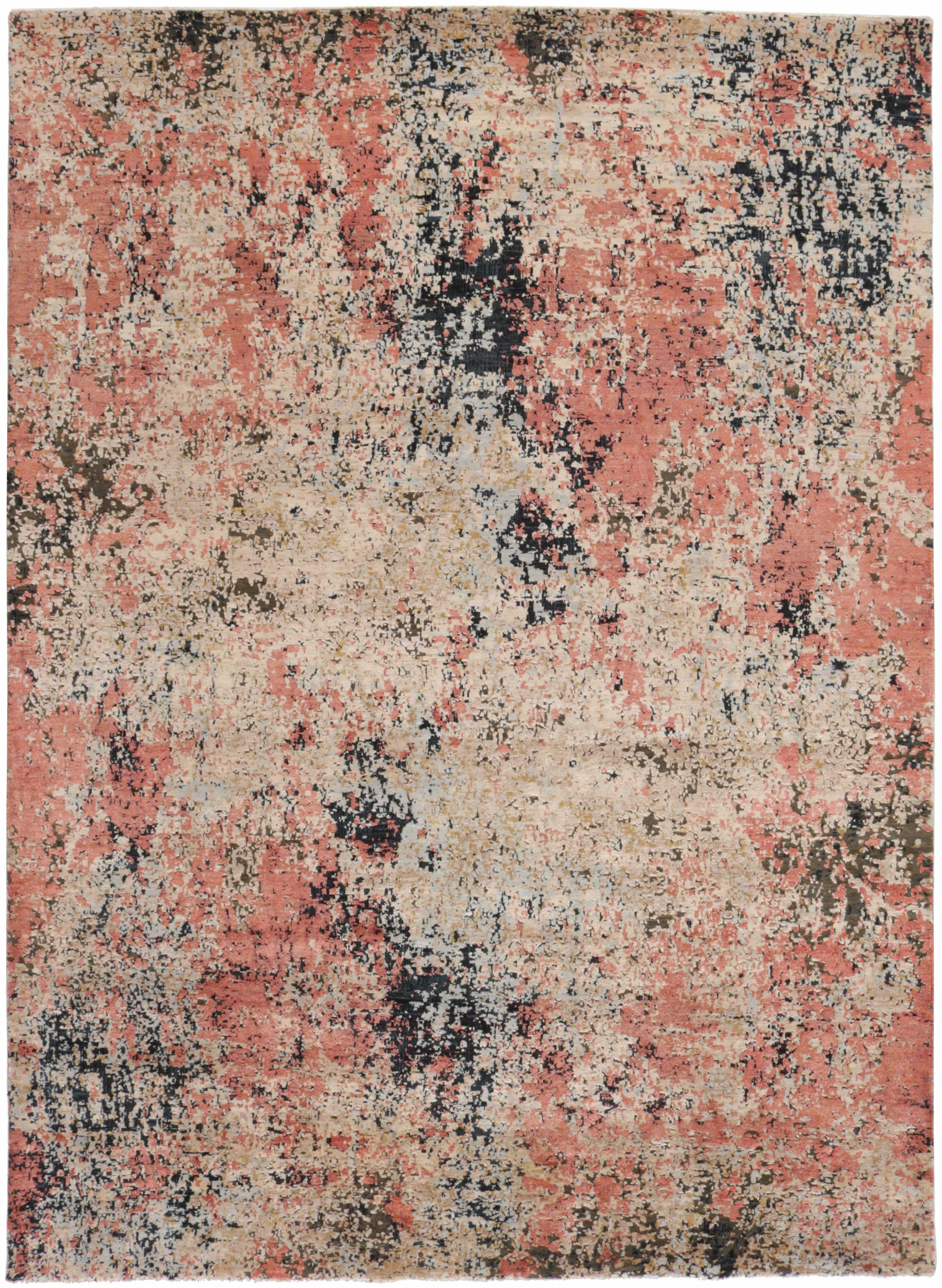 Large coral abstract rug