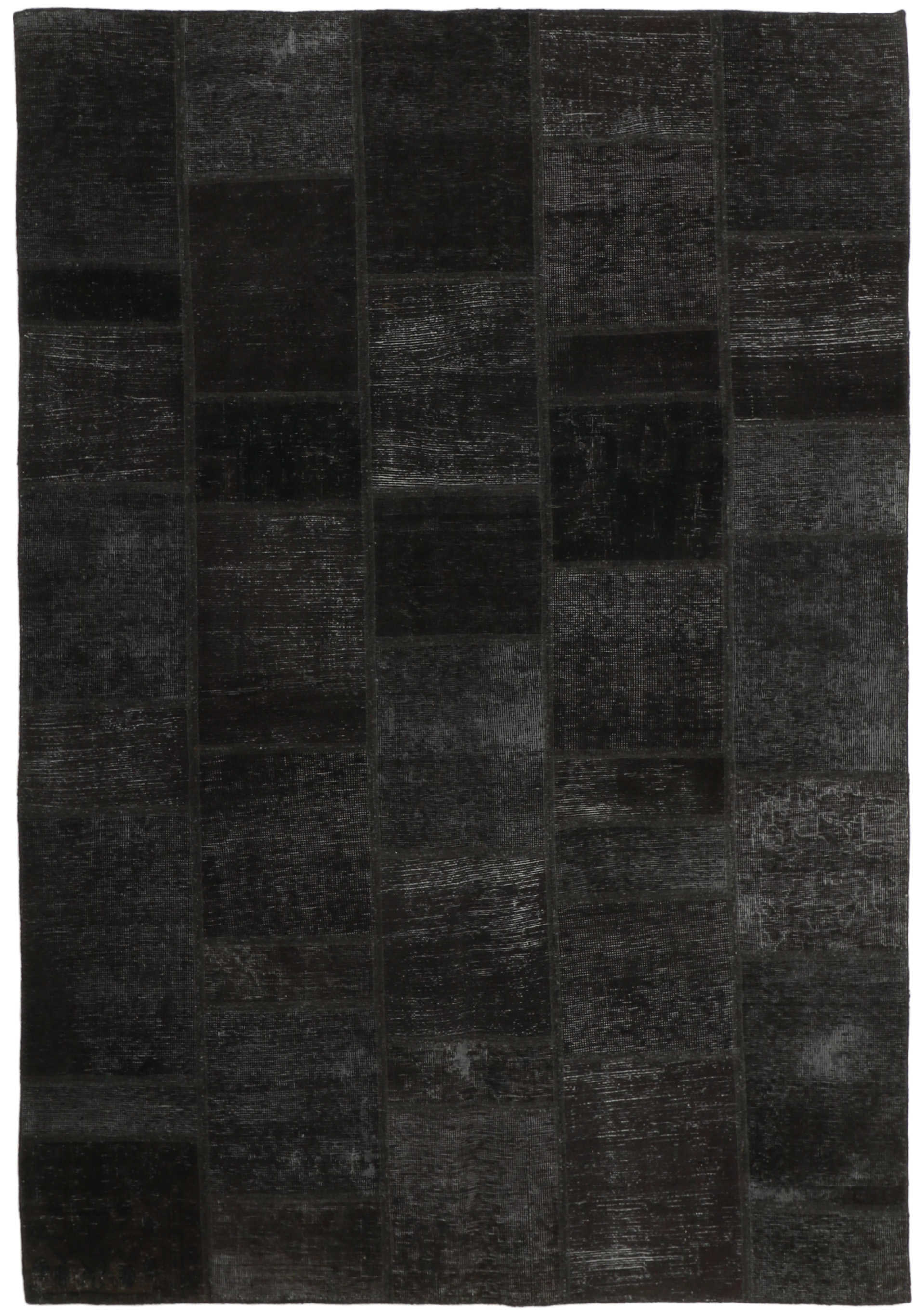 Authentic black patchwork persian rug