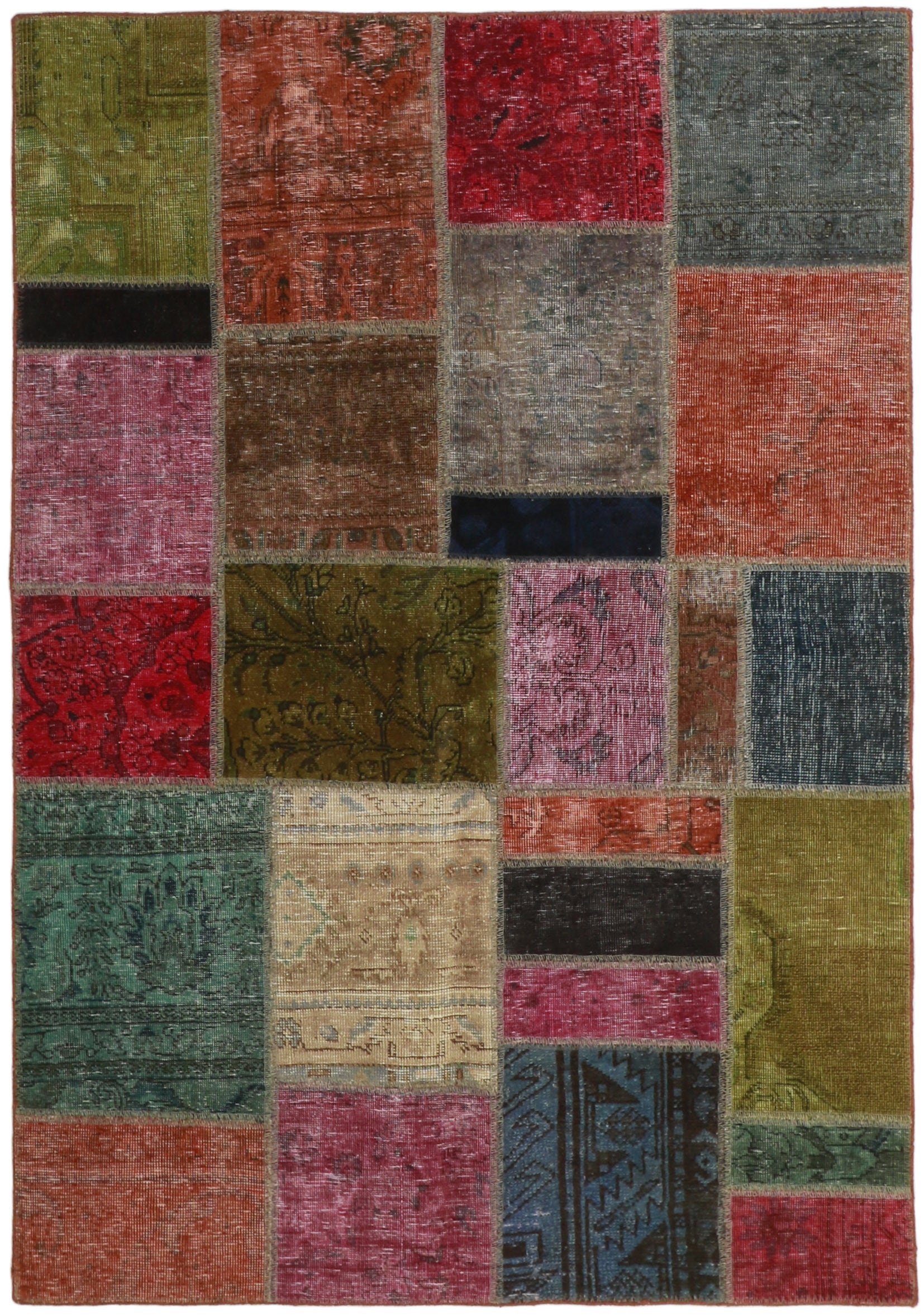 Authentic multicolour patchwork persian rug