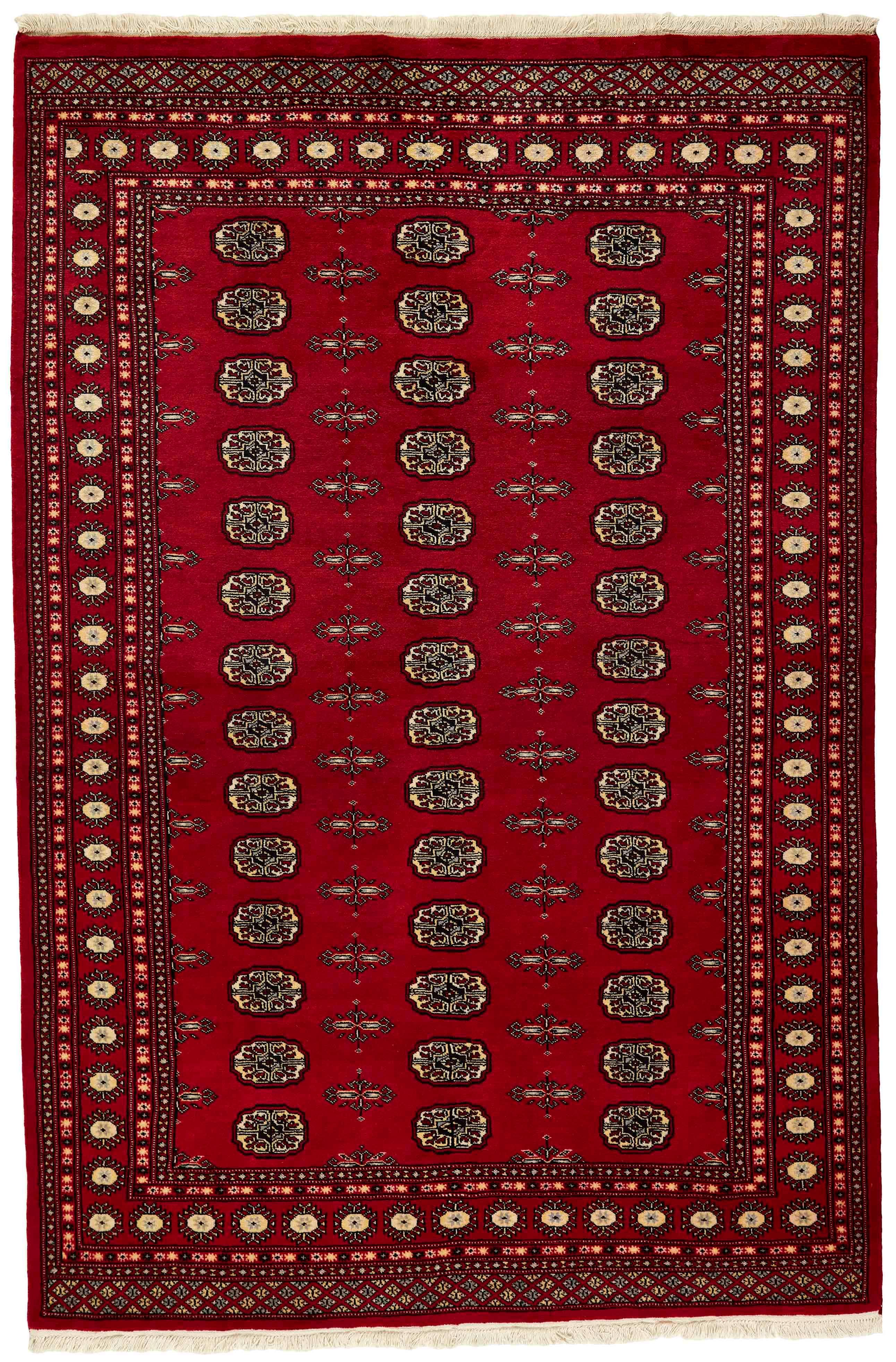 red oriental rug with traditional pattern