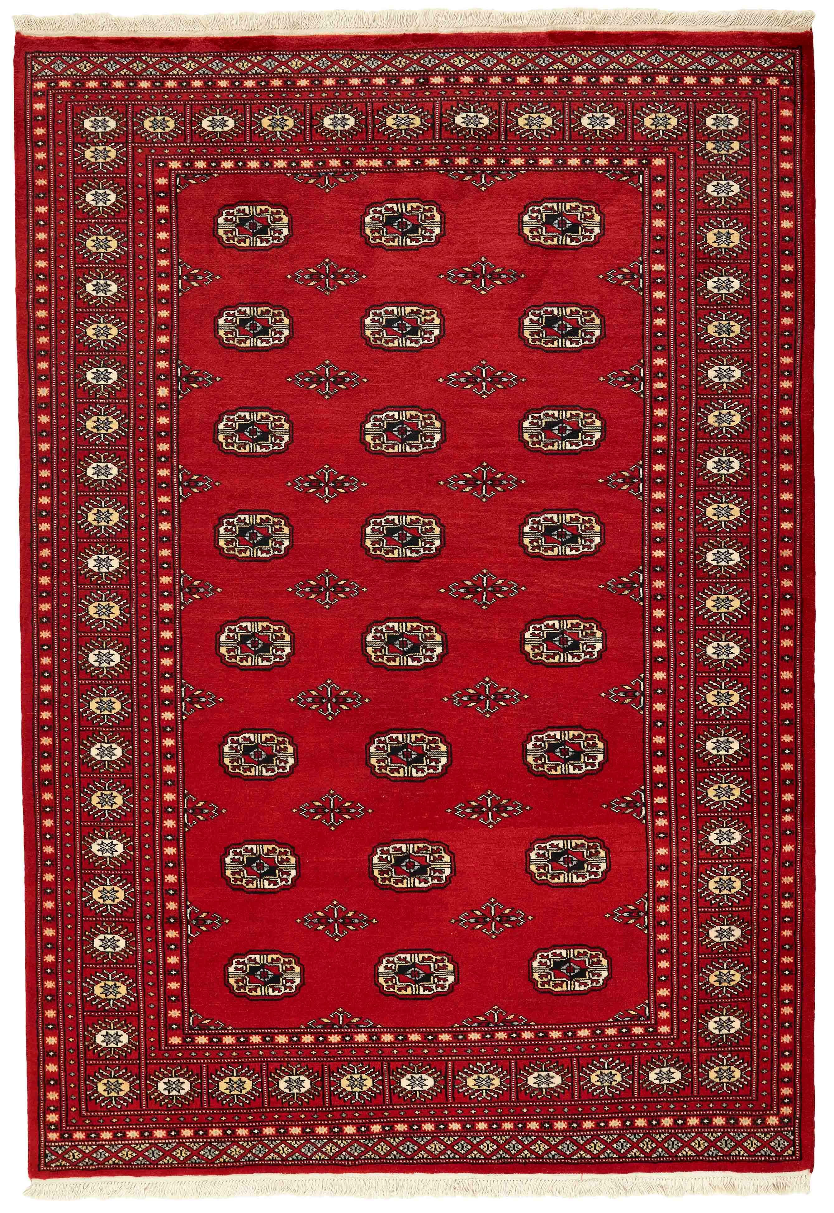 red oriental rug with traditional pattern