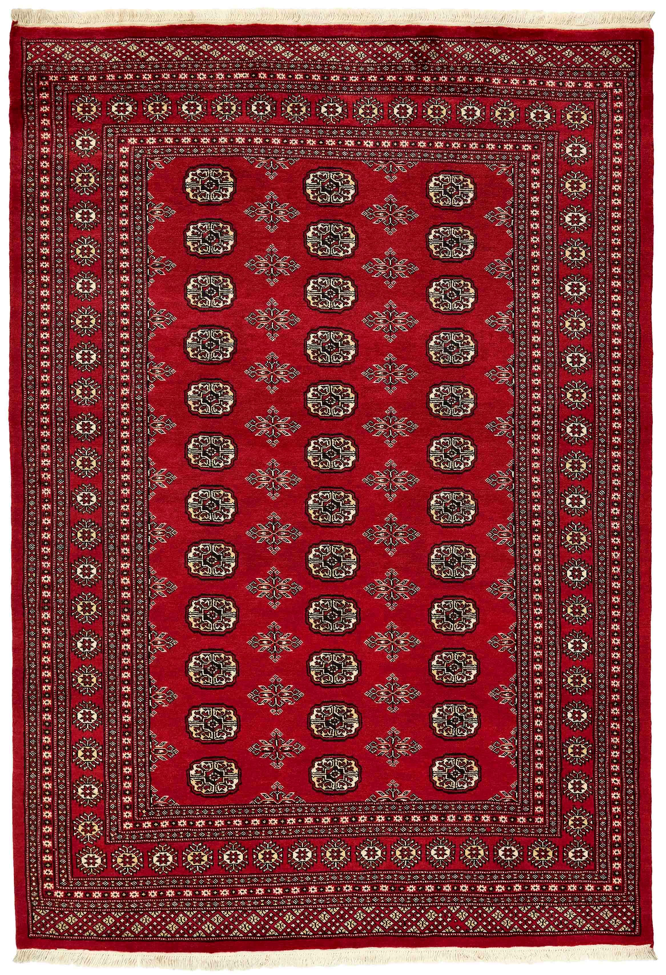 red oriental rug with traditional pattern