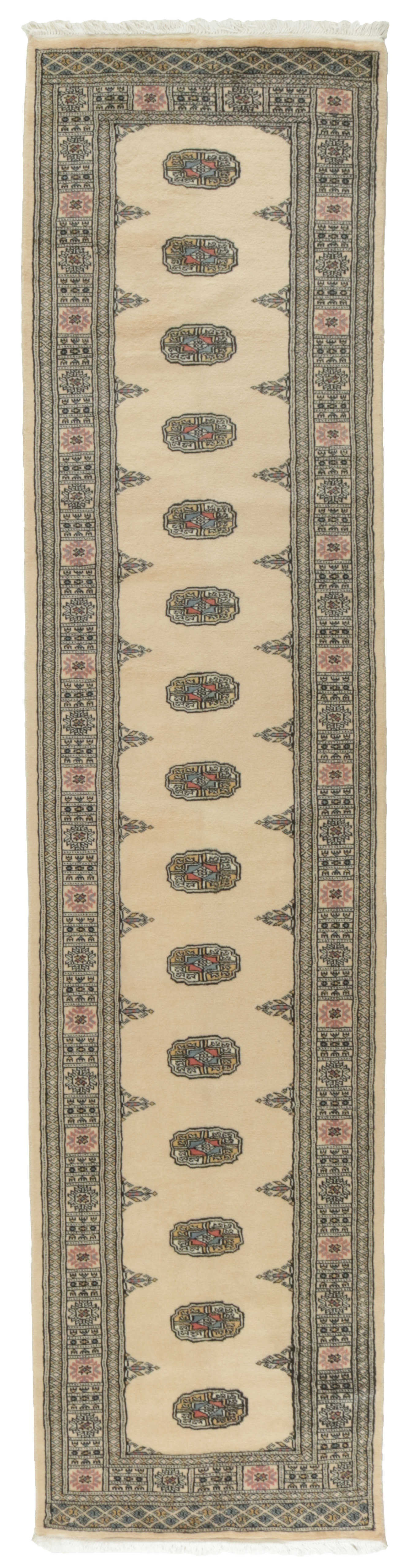 beige oriental runner with traditional gul pattern