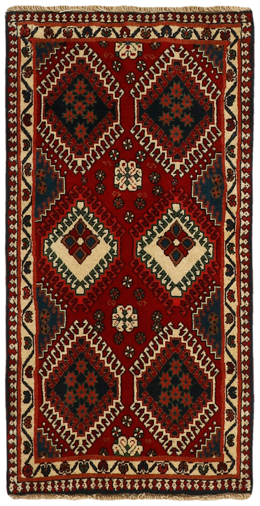 red Authentic persian rug with a traditional design