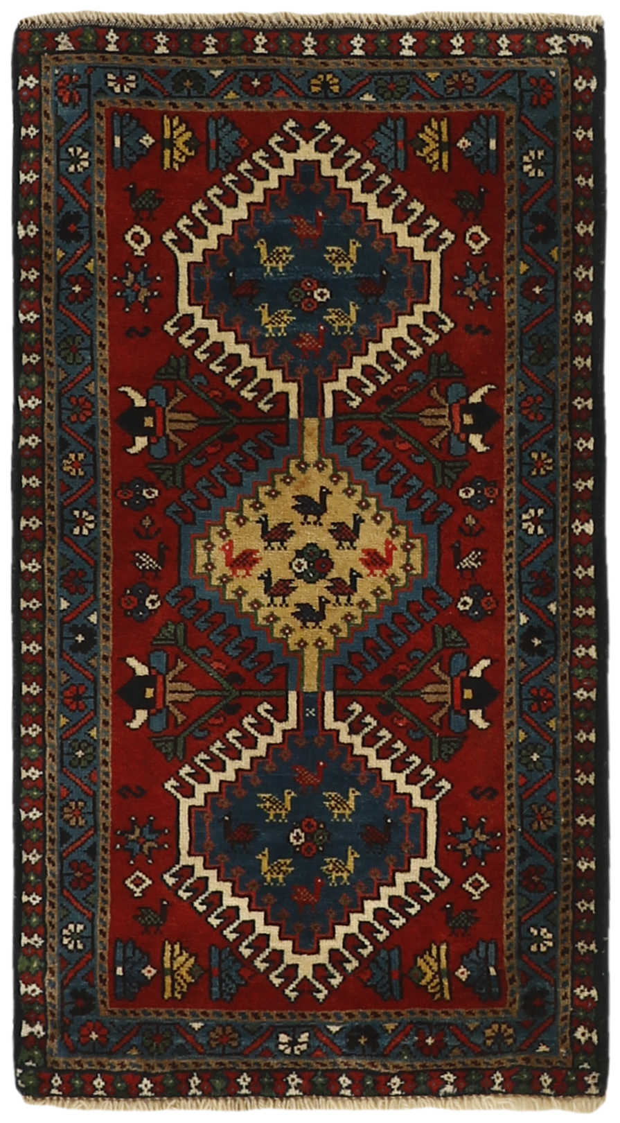 red Authentic persian rug with a traditional design
