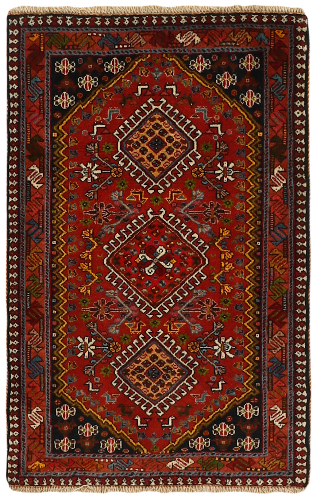 red Authentic persian rug with a traditional design