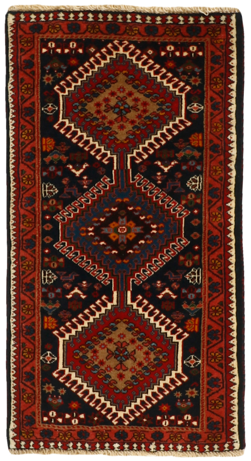 red Authentic persian rug with a traditional design