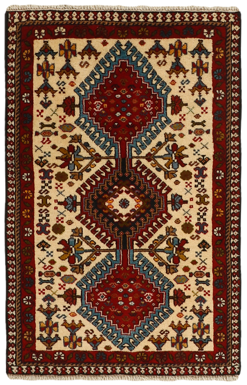 red Authentic persian rug with a traditional design