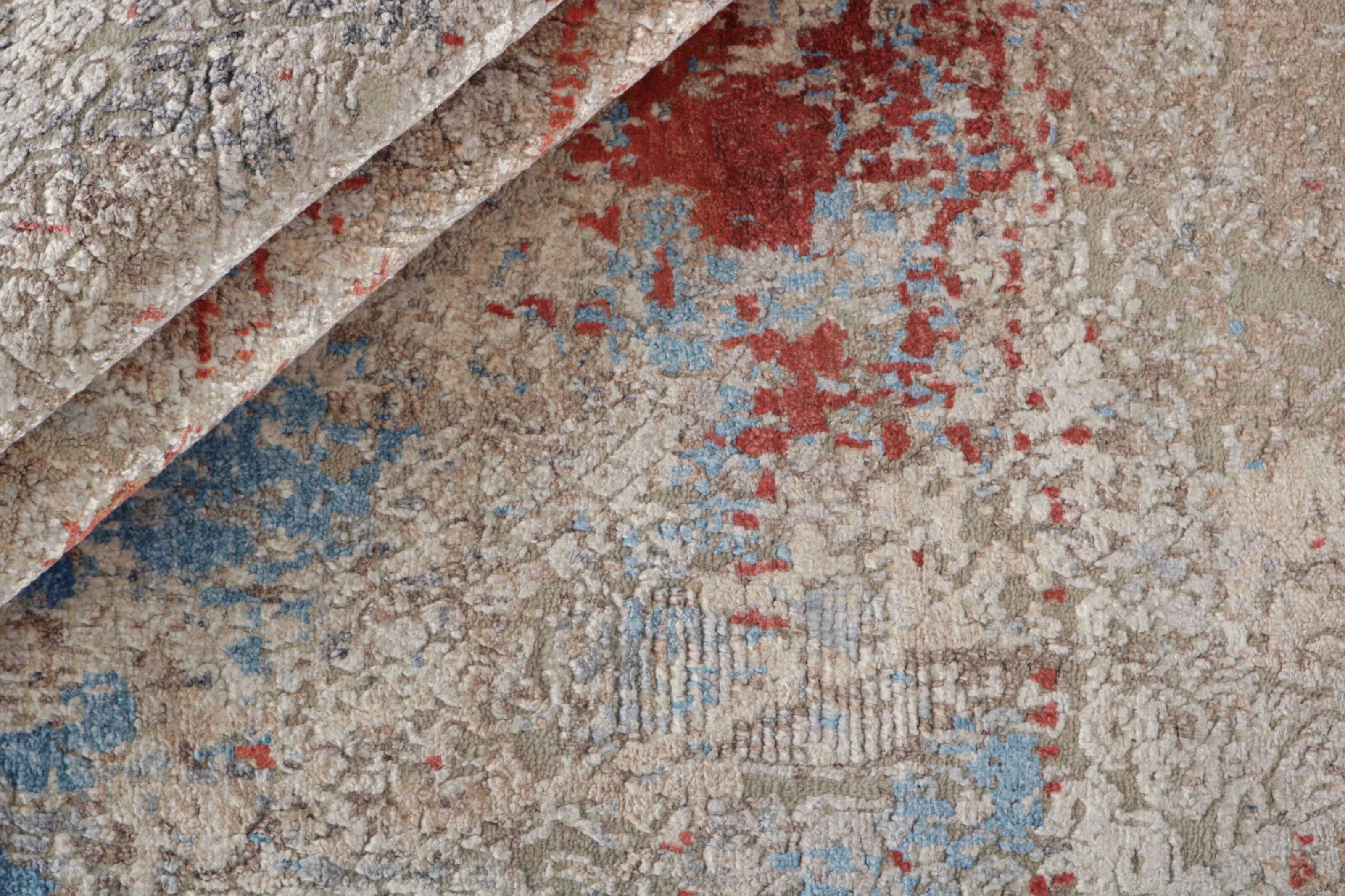 red and blue abstract rug