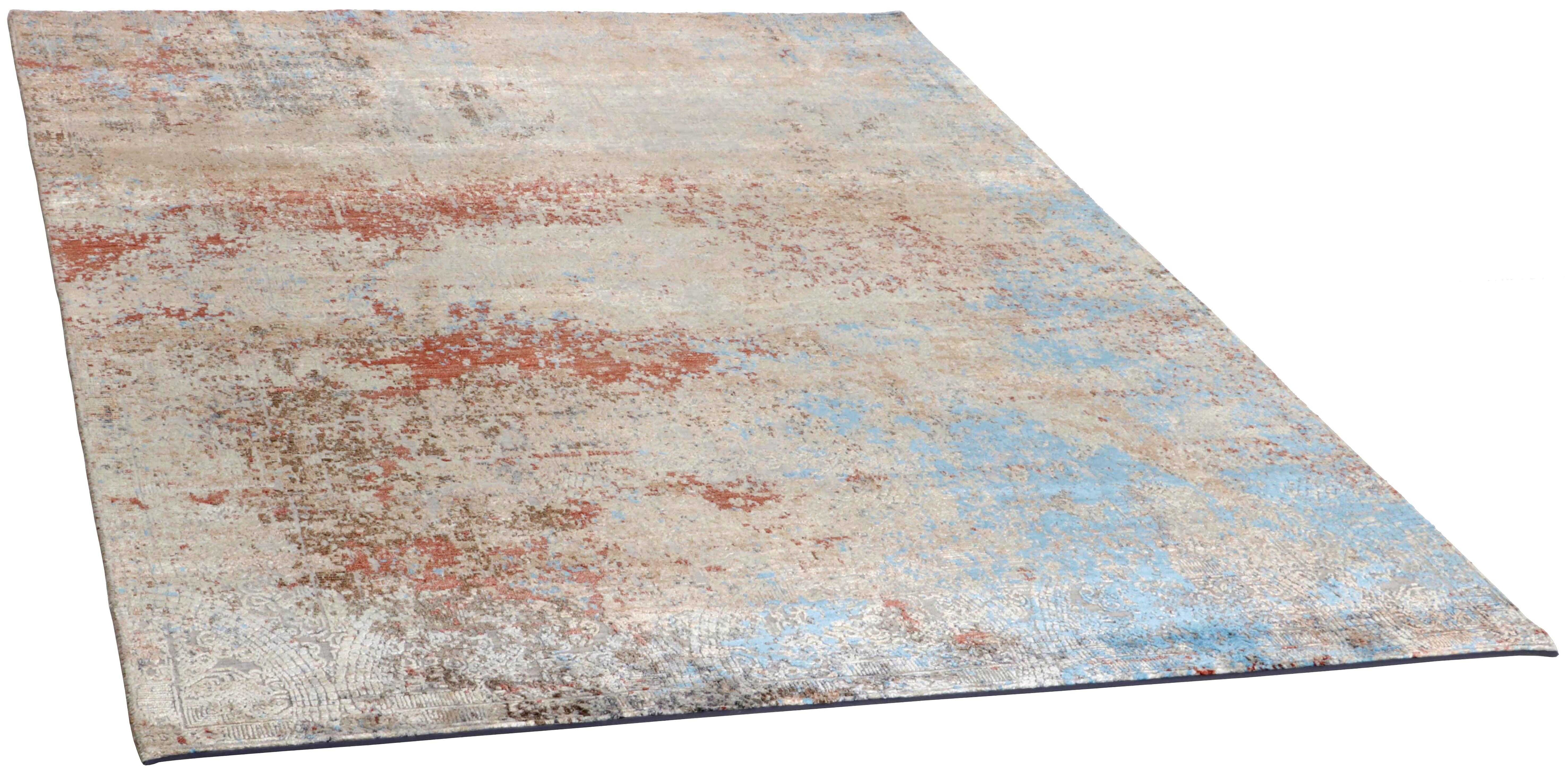 red and blue abstract rug