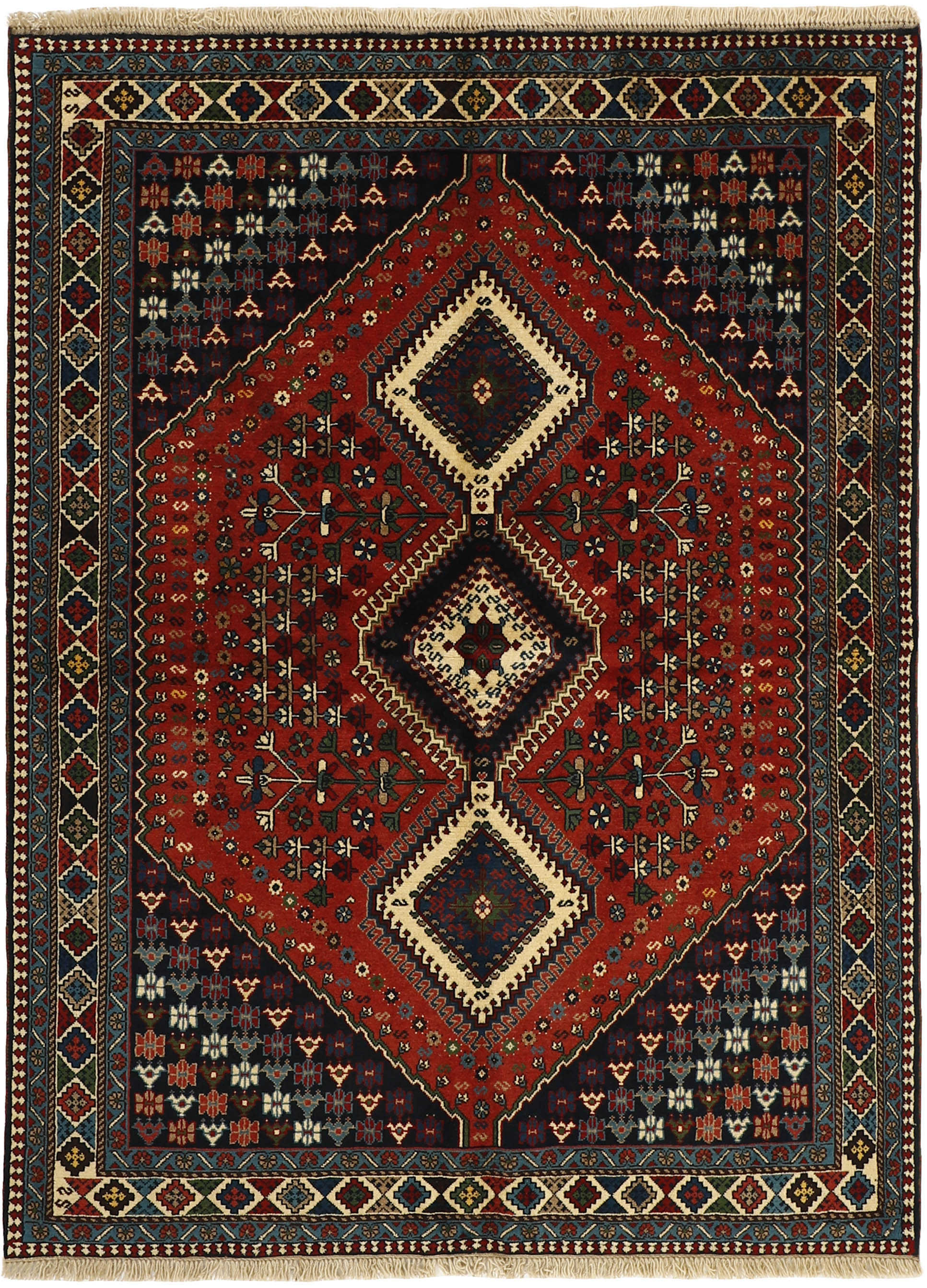 red Authentic persian rug with a traditional design