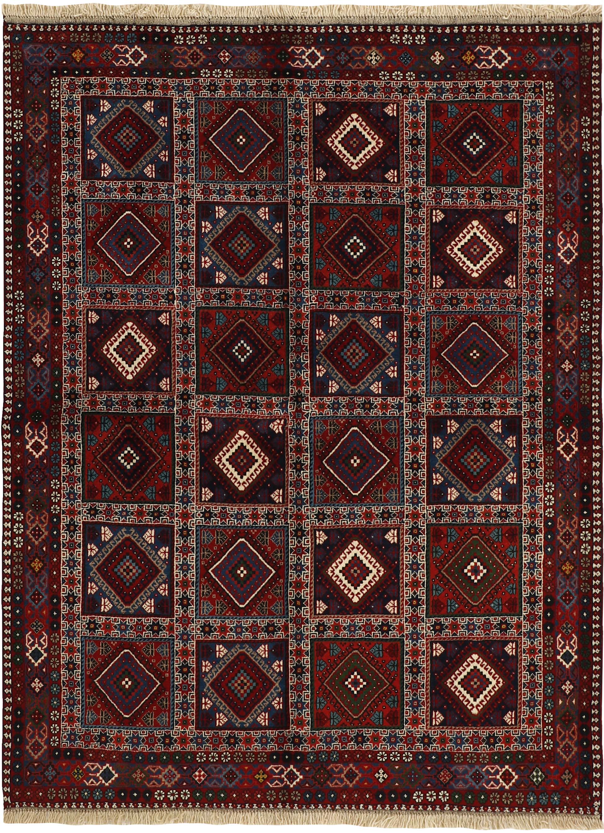 red Authentic persian rug with a traditional design