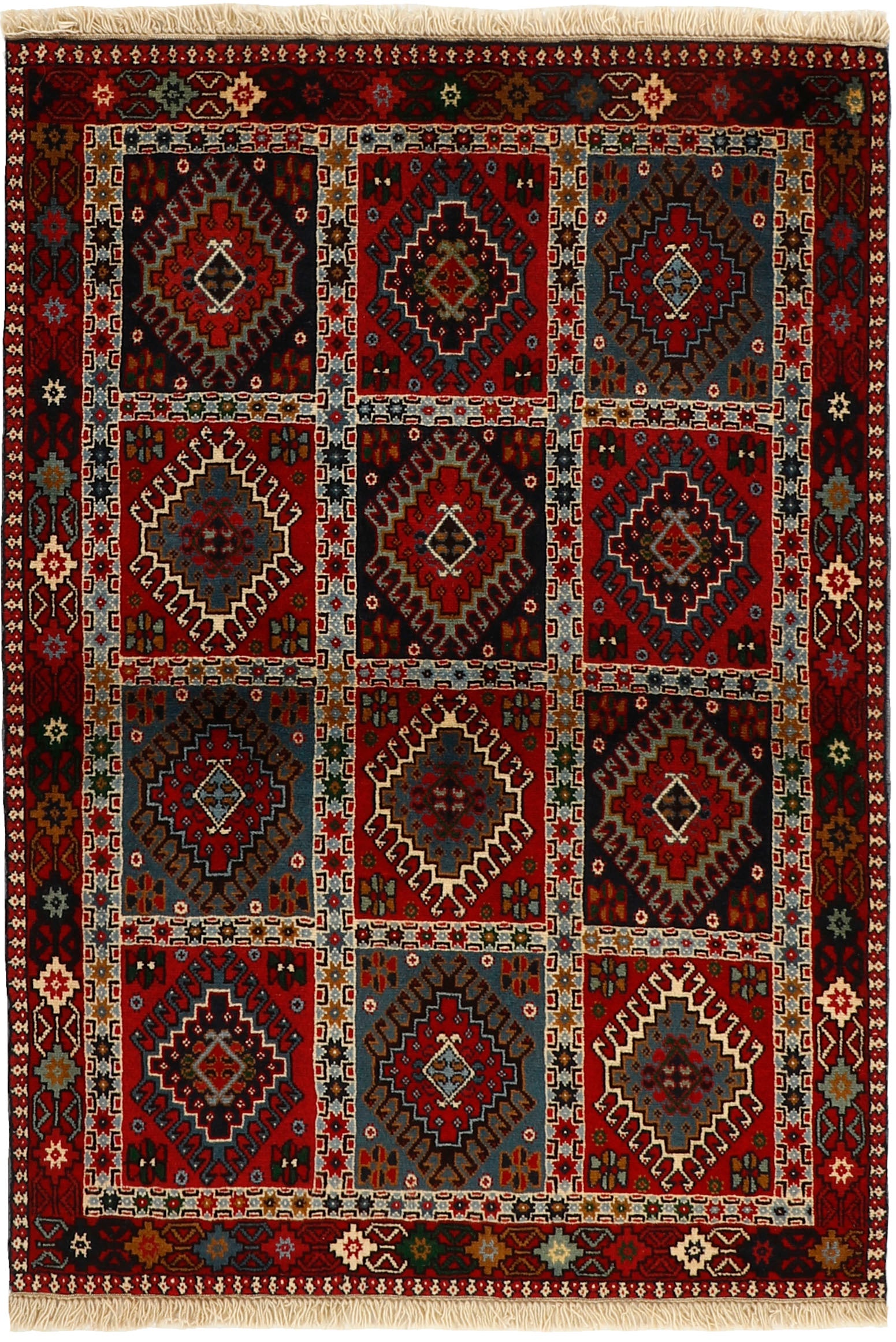 red Authentic persian rug with a traditional design